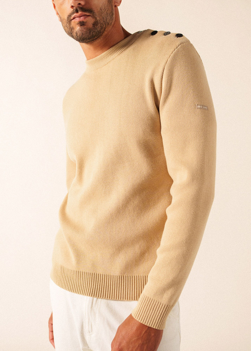 Saint James CANCALE cotton Fisherman Sweater  (SAIL CANVAS)