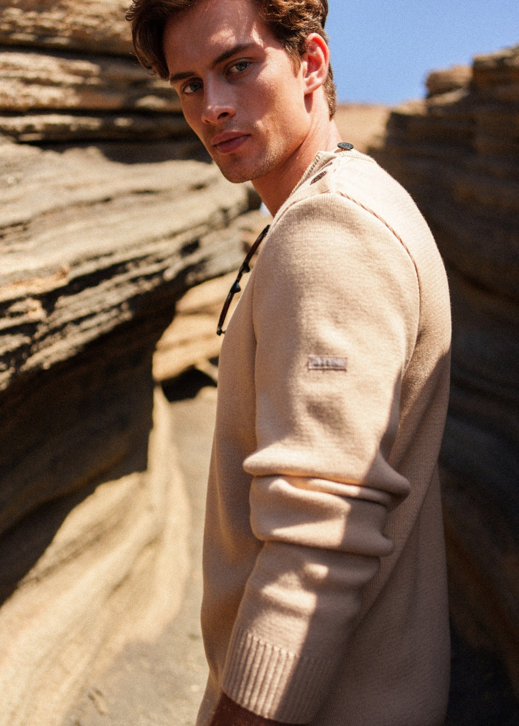 Saint James CANCALE cotton Fisherman Sweater  (SAIL CANVAS)