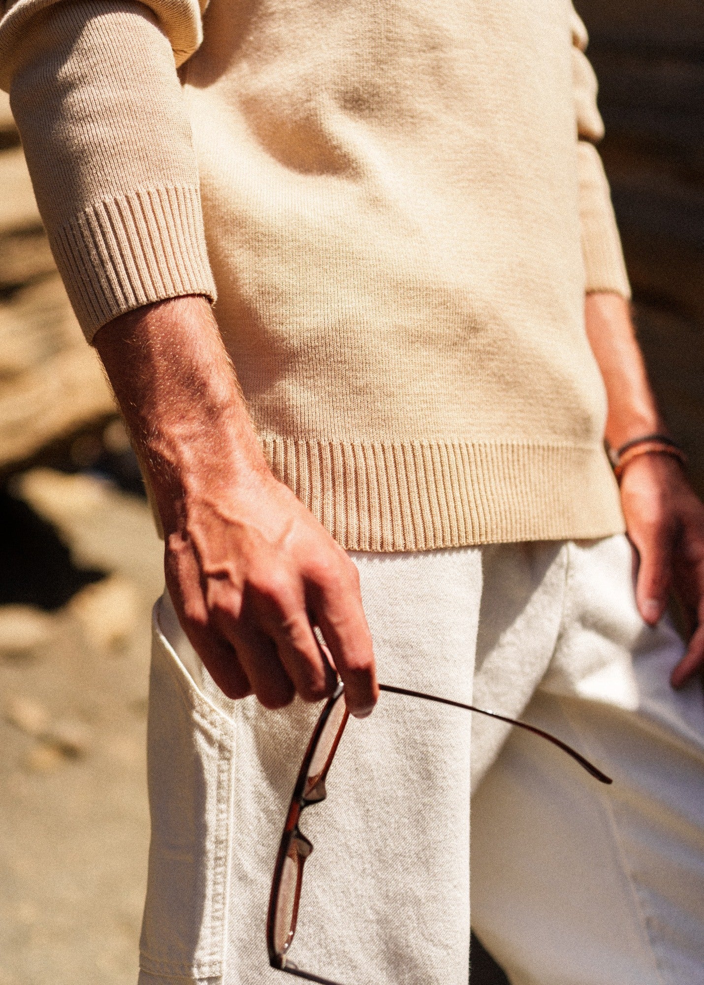 Saint James CANCALE cotton Fisherman Sweater  (SAIL CANVAS)