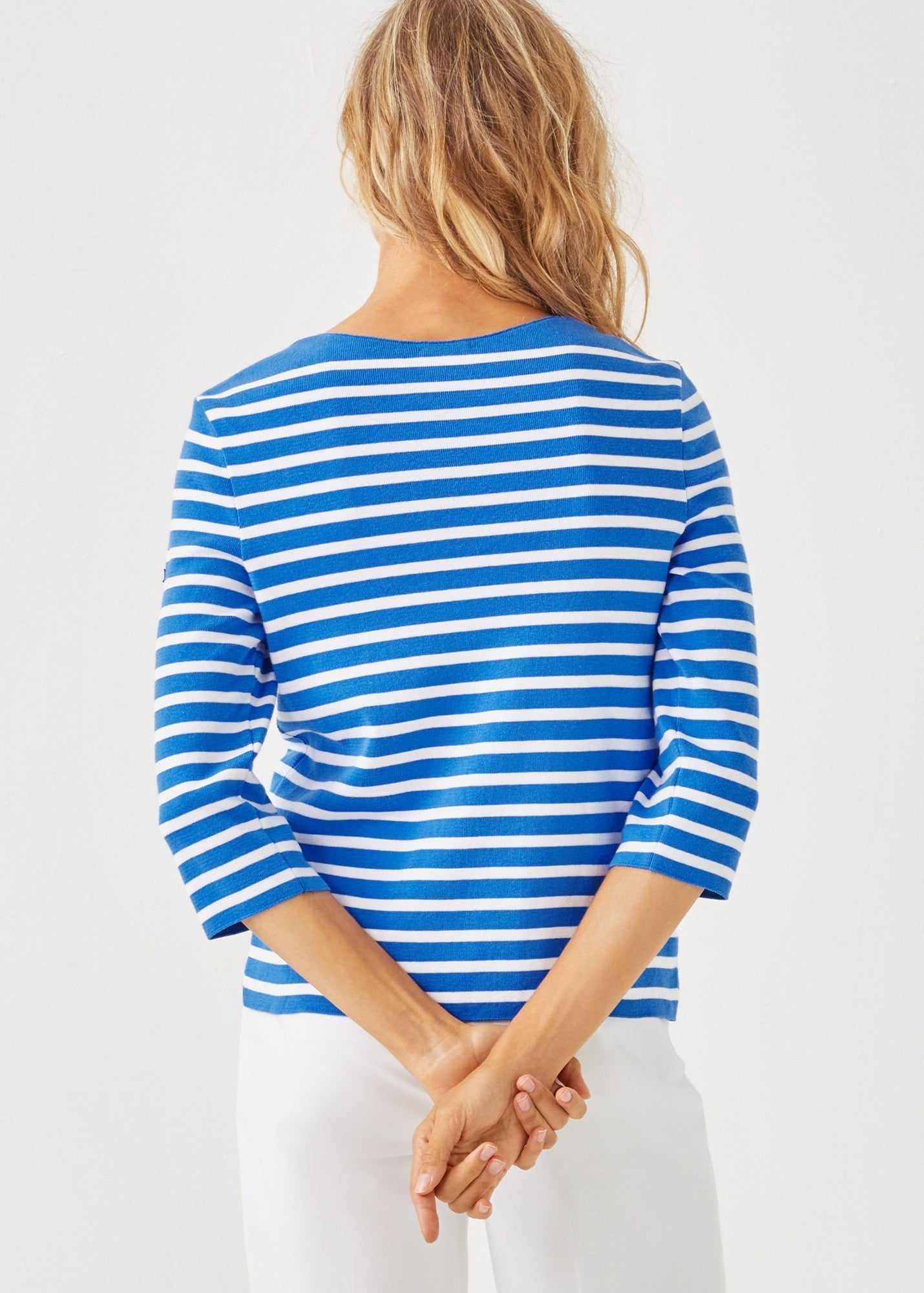 Saint James Lilly Pulitzer x VOISSEY - Cotton Sweater with Lilly Logo Embroidery (MER BLUE / WHITE)