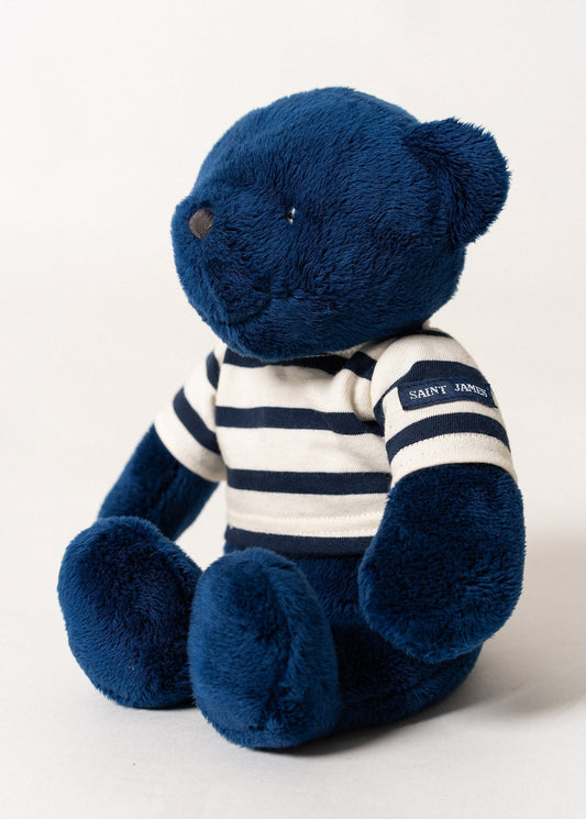 Saint James P'tits Doudous Striped Teddy Bear Blue