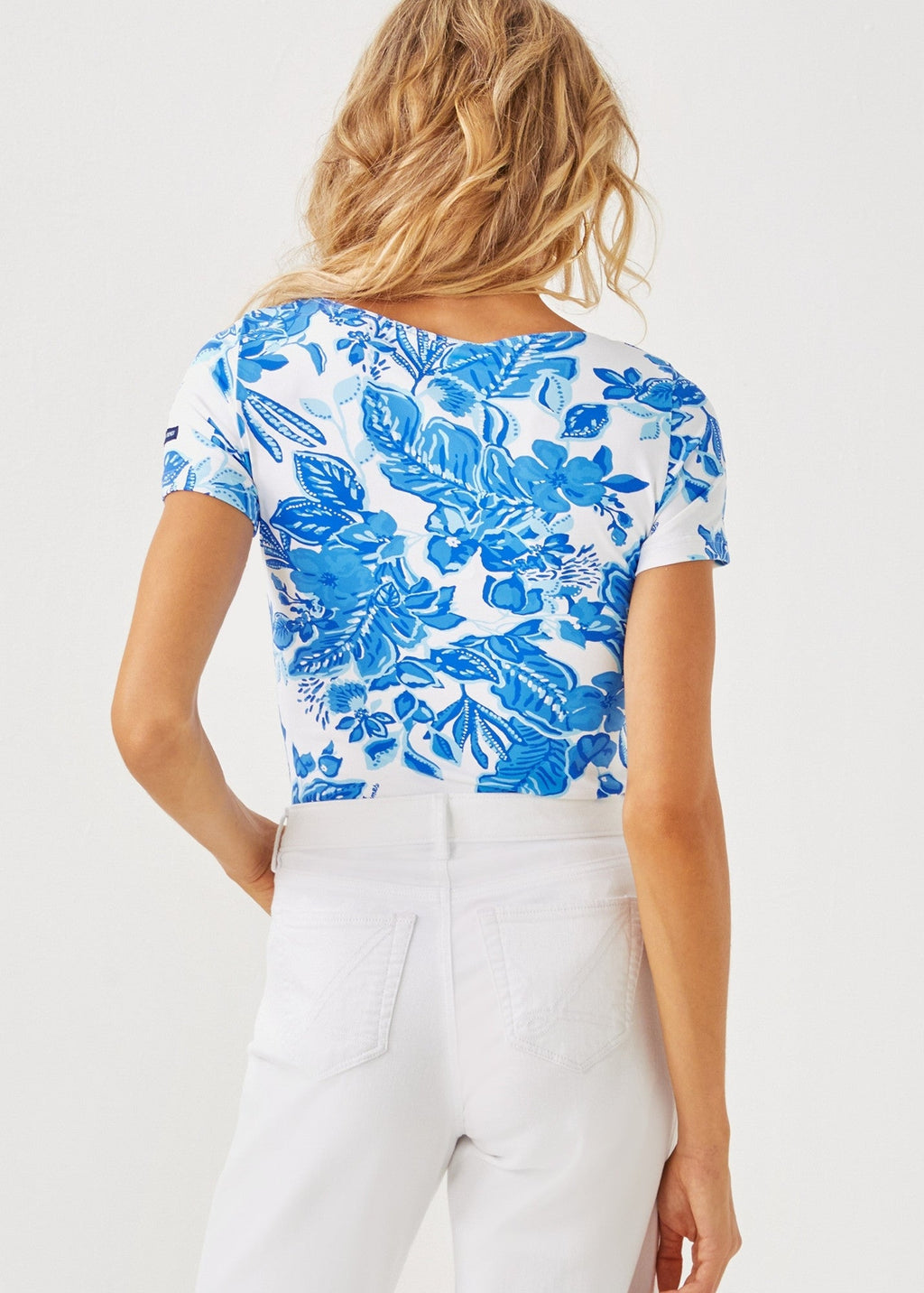 Saint James Lilly Pulitzer x GARDE-COTE - Short-Sleeve Stretch Top with Exclusive Lilly Print (SOLEIL AZUR BLUE)