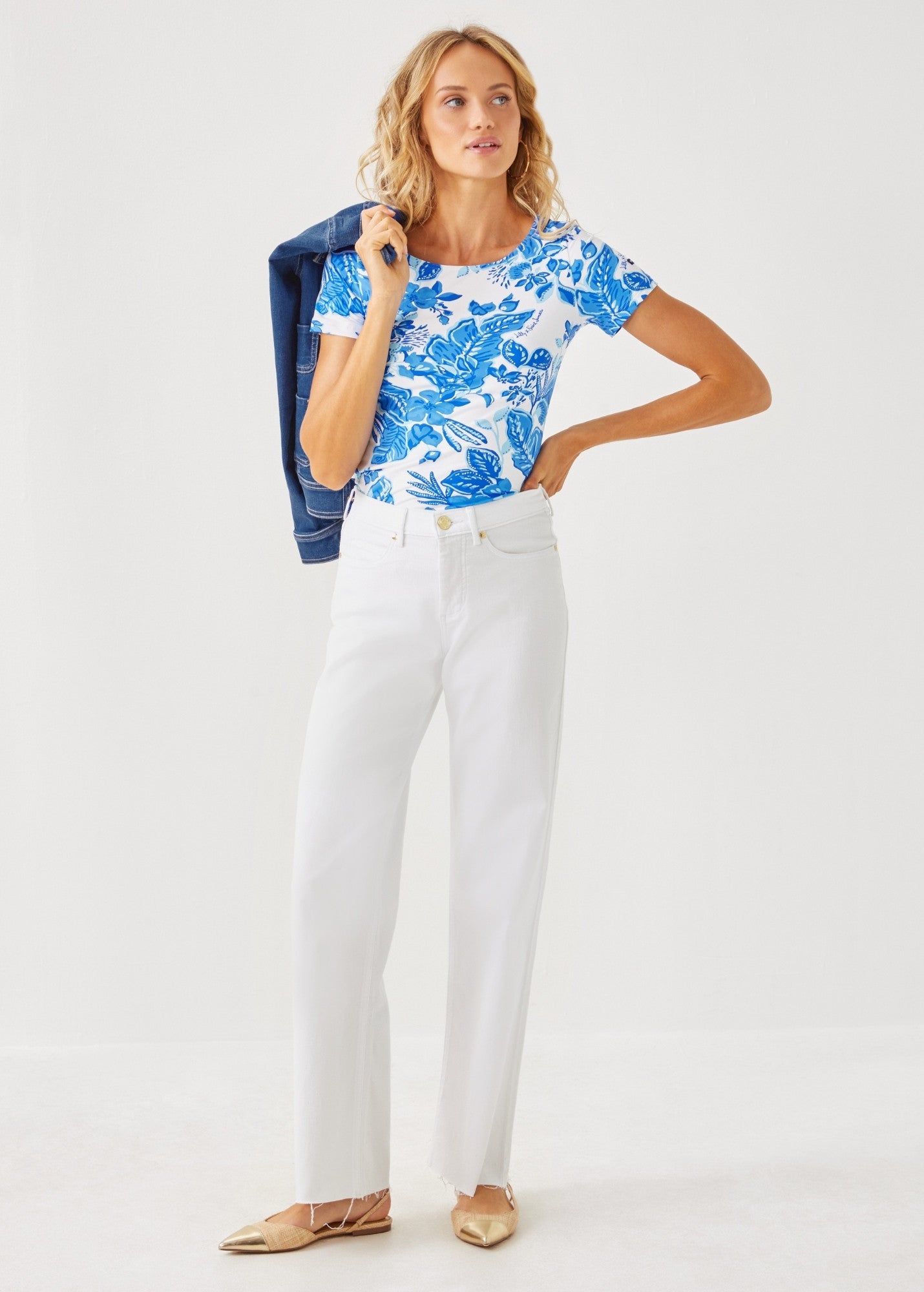 Saint James Lilly Pulitzer x GARDE-COTE - Short-Sleeve Stretch Top with Exclusive Lilly Print (SOLEIL AZUR BLUE)