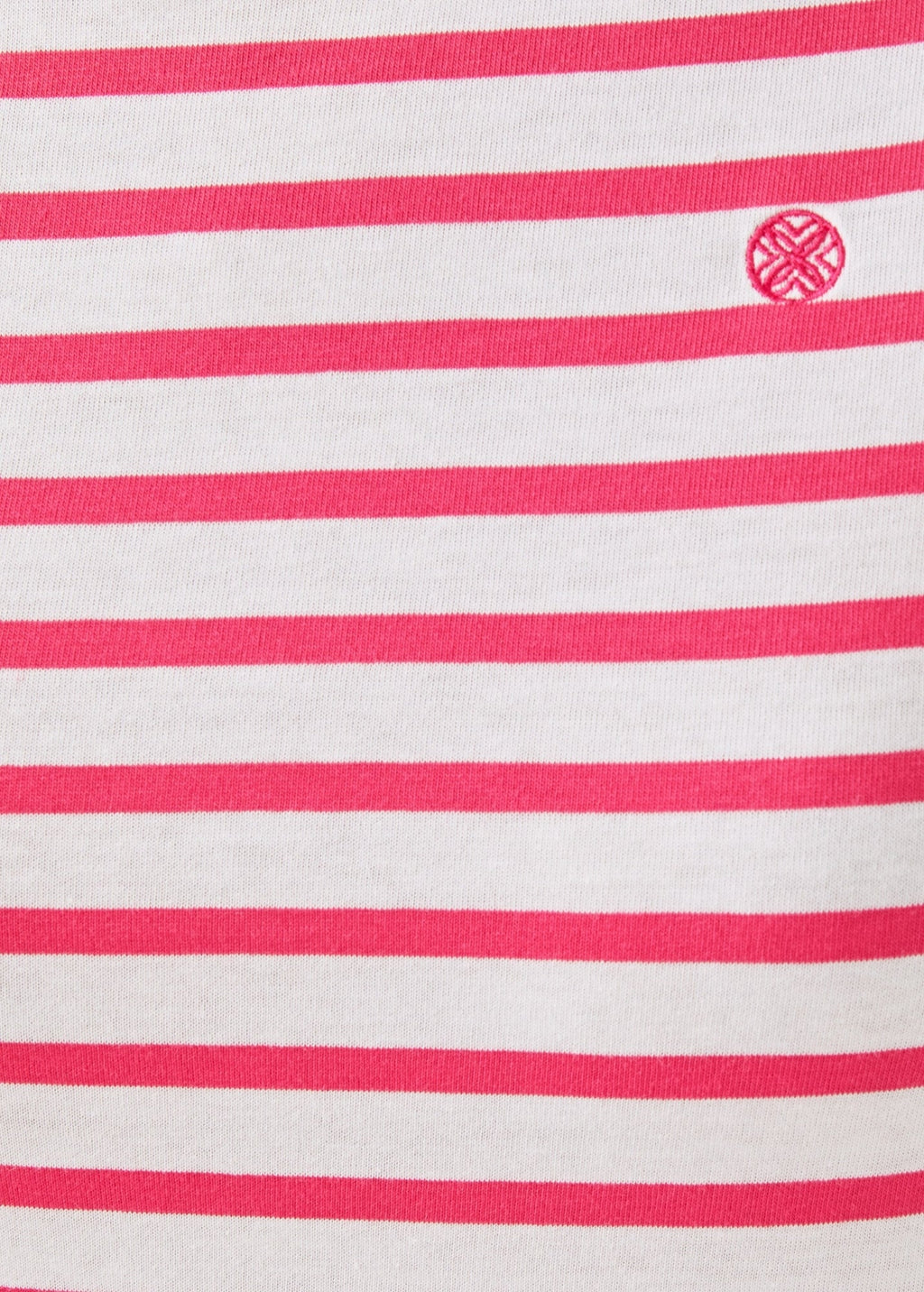 Saint James Lilly Pulitzer x MINQUIDAME - Long-Sleeve Breton Striped Shirt with Lilly Logo Embroidery | Soft Cotton | Women Fit (WHITE / NEON PINK)