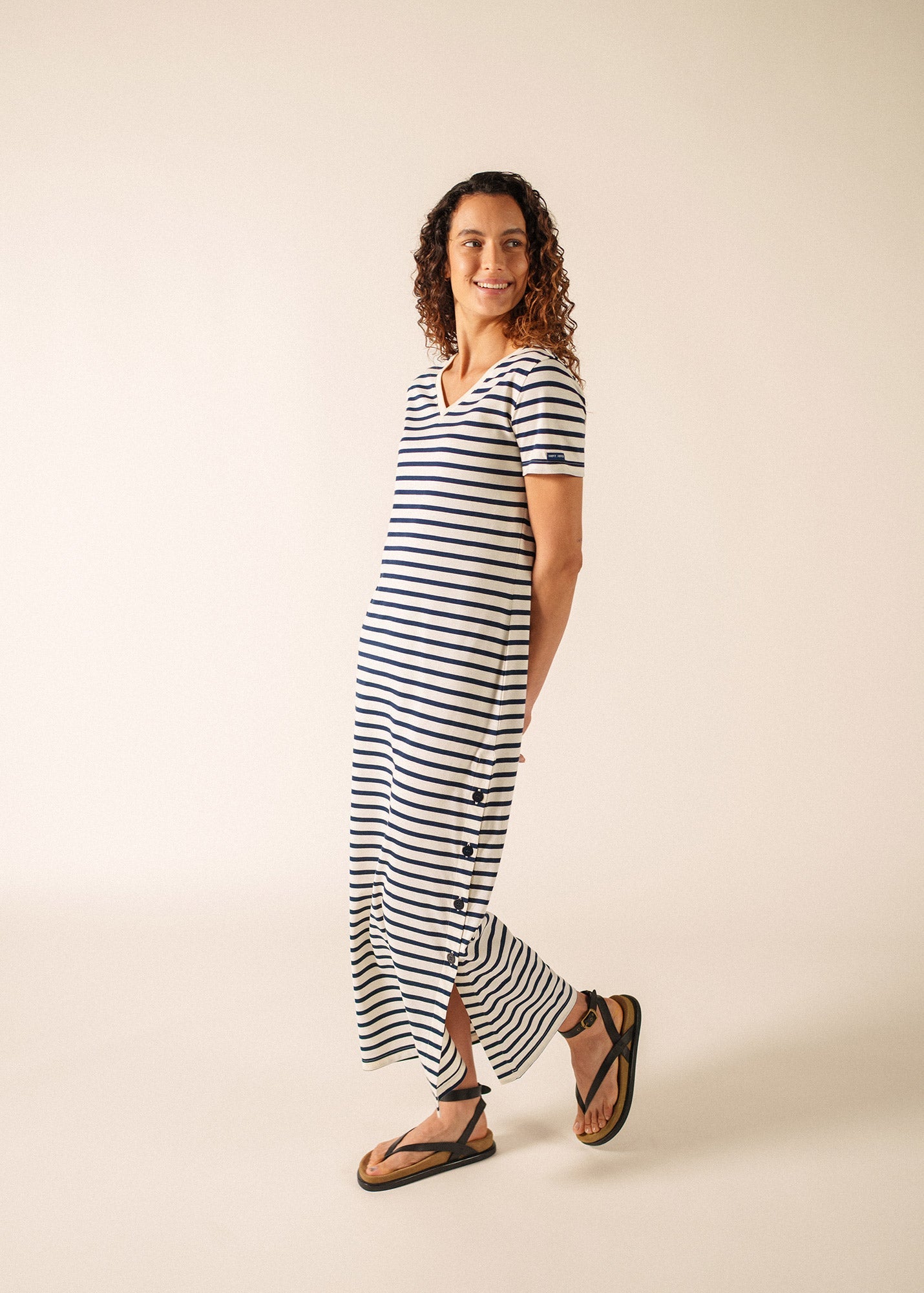 Saint James EZE Midi Dress (ECRU / NAVY)
