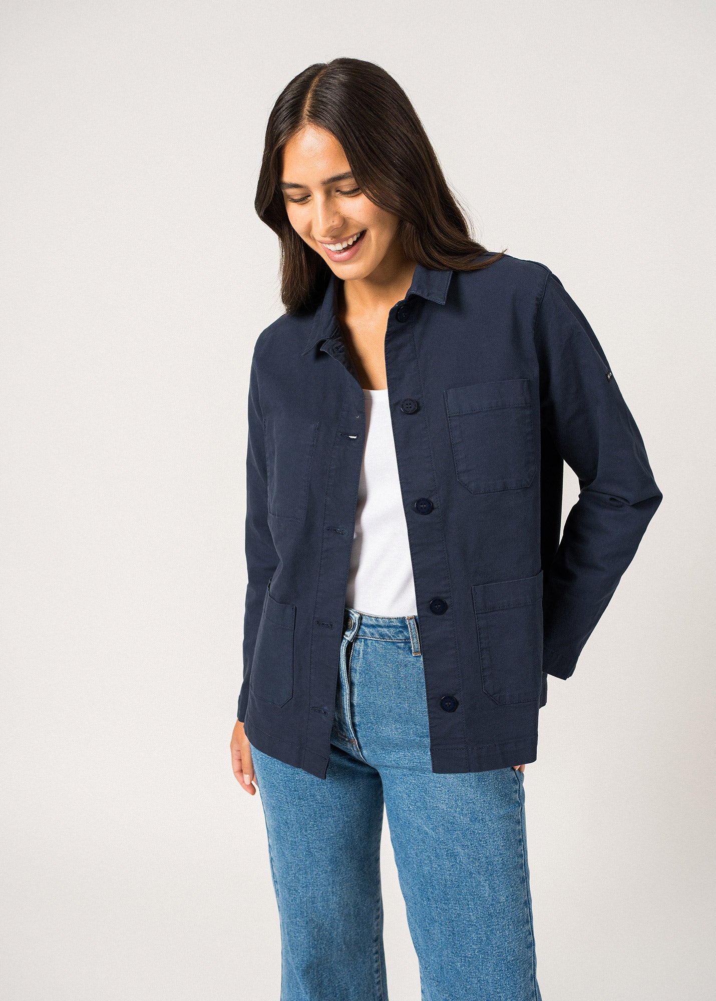 Saint James ALIZE - French Chore Jacket for Women | Workwear Cotton Canvas (NAVY)