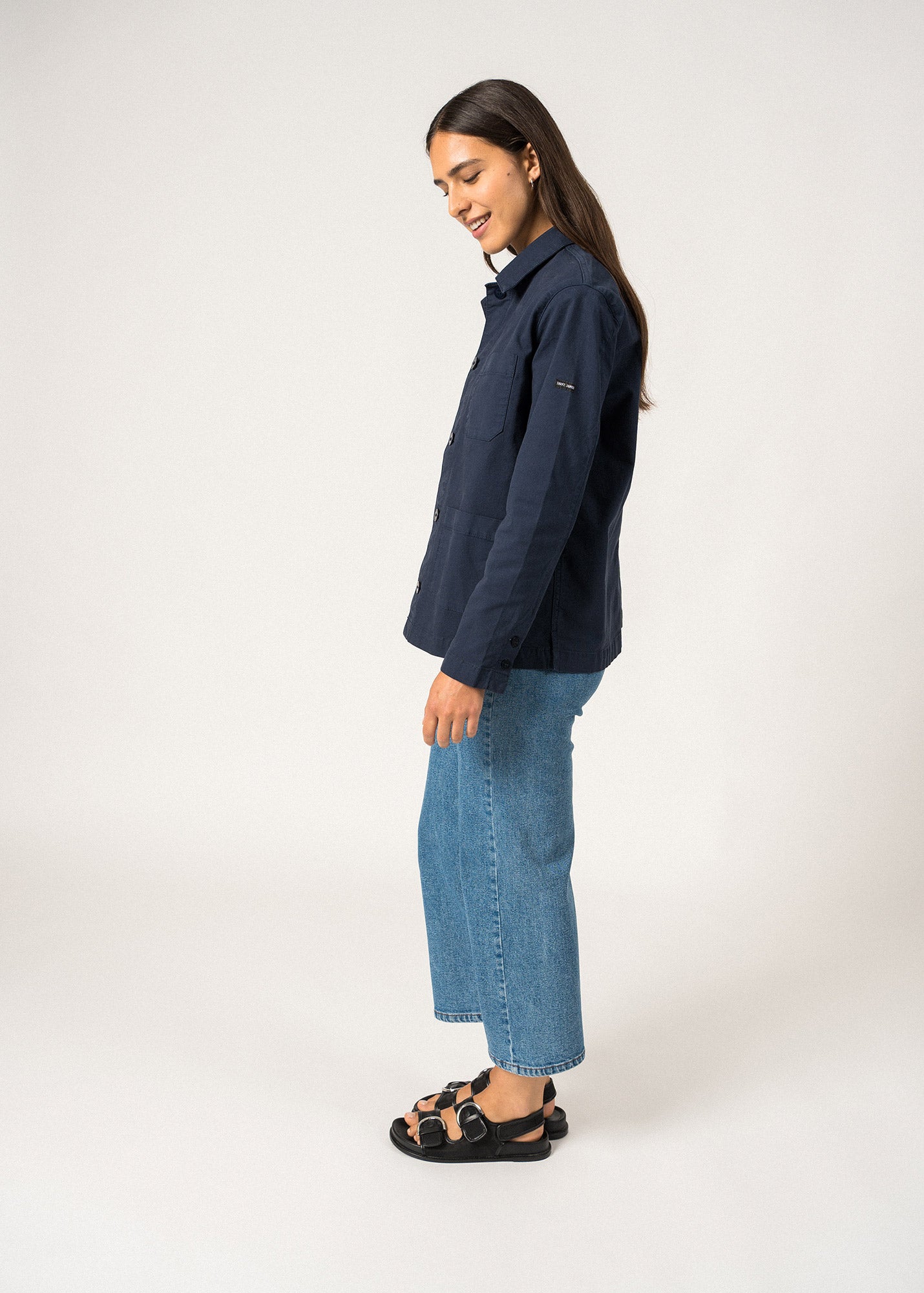 Saint James Alize French Chore Jacket For Women Workwear Cotton Canvas Navy