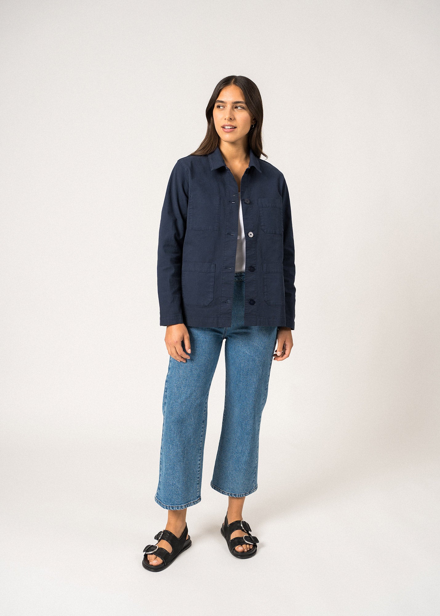 Saint James Alize French Chore Jacket For Women Workwear Cotton Canvas Navy