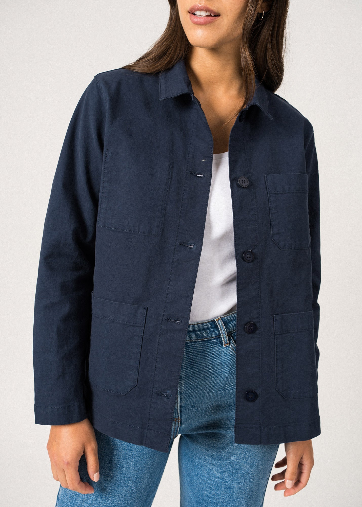 Saint James ALIZE - French Chore Jacket for Women | Workwear Cotton Canvas (NAVY)