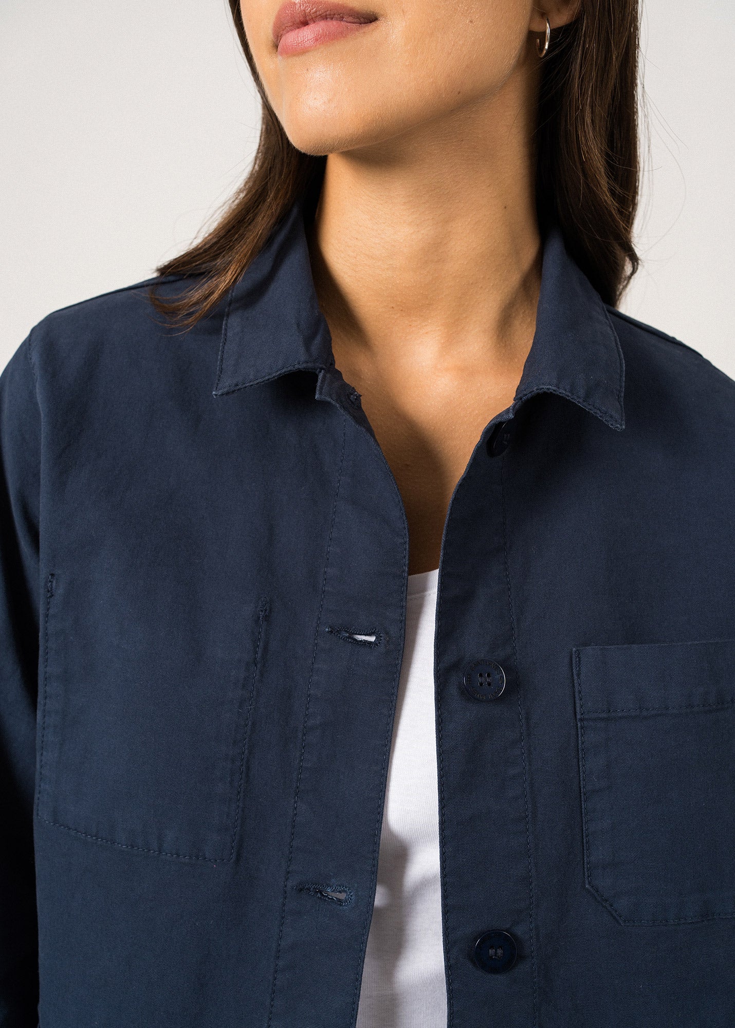 Saint James Alize French Chore Jacket For Women Workwear Cotton Canvas Navy