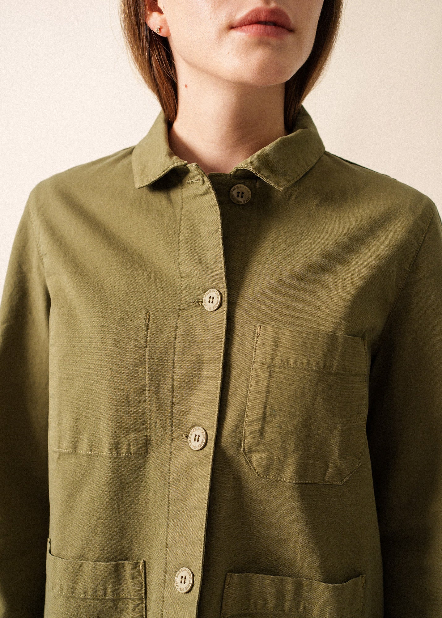 Saint James ALIZE - French Chore Jacket for Women | Workwear Cotton Canvas (OLIVE GREEN)