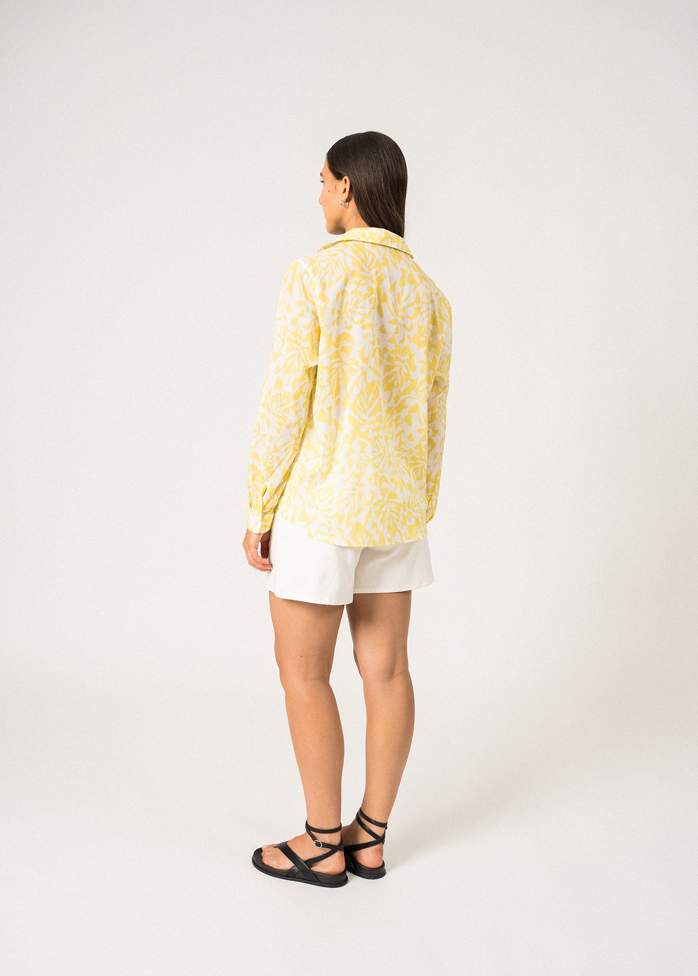Saint James Jeanne Shirt With Floral Motifs For Women Light Cotton White Yellow