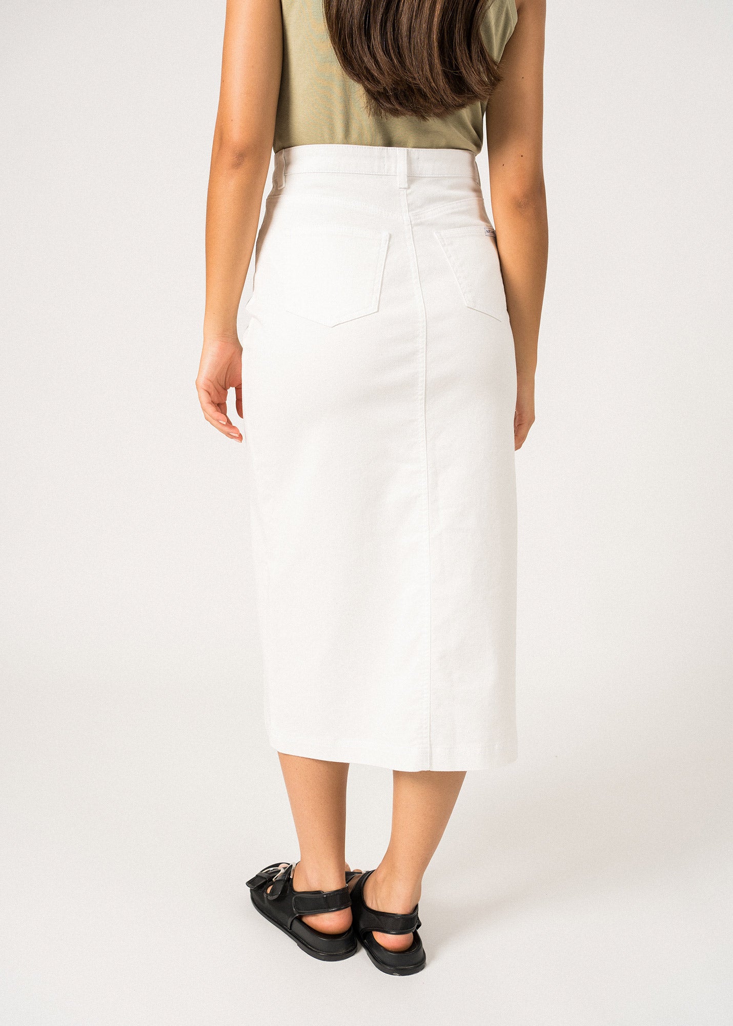 Saint James Julia High Waist Midi Length Skirt With Front Slit White