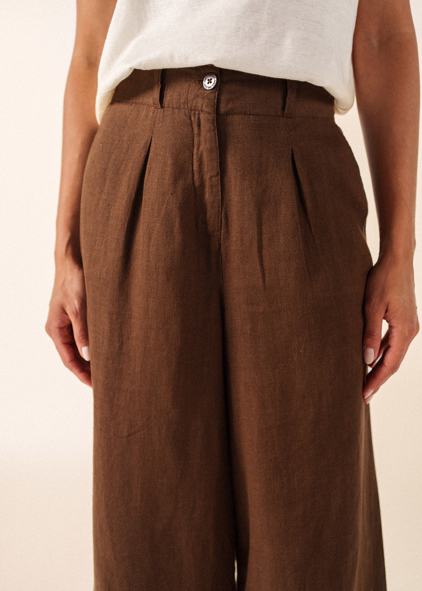 Saint James CHLOE Linen Wide-Leg Pants (CHOCOLATE)