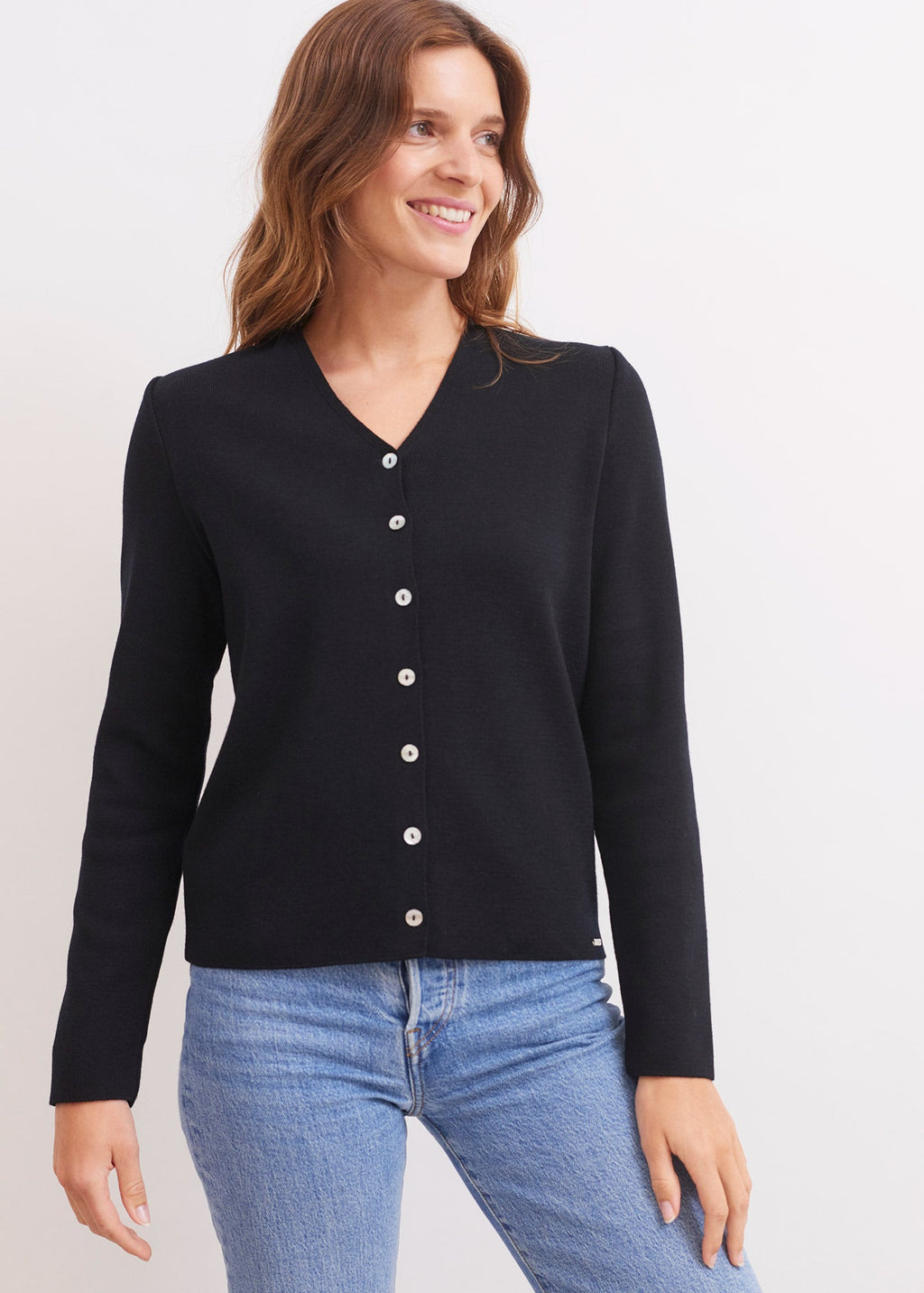 Saint James BREVANDS IV - V-Neck Cardigan (BLACK)