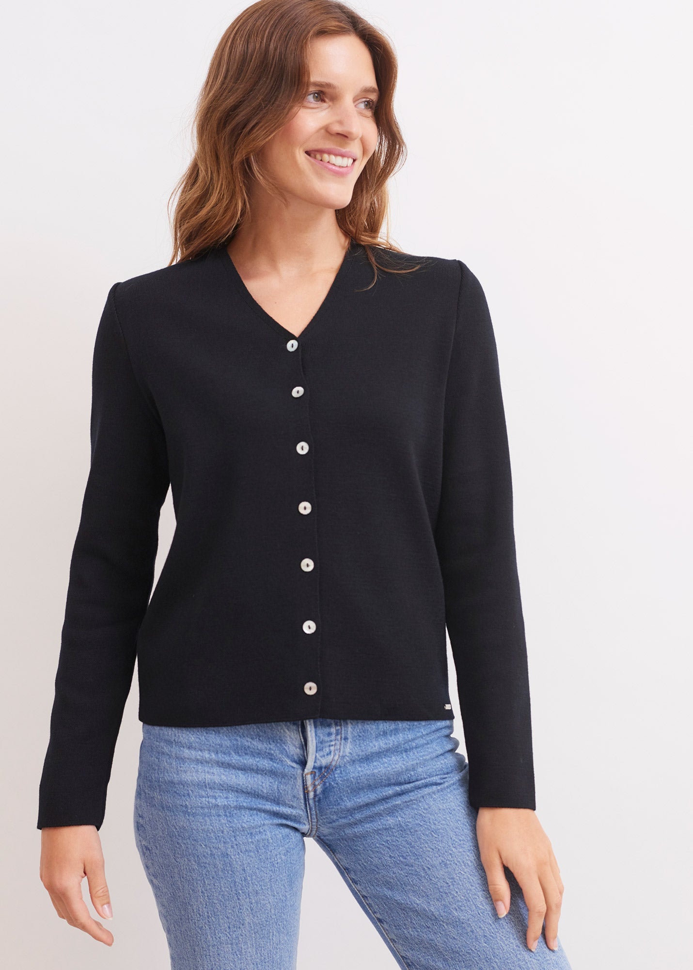 Saint James BREVANDS IV - V-Neck Cardigan (BLACK)