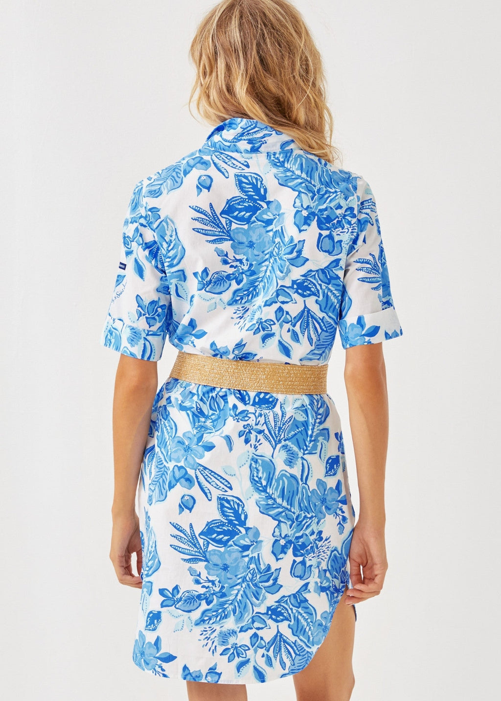 Saint James Lilly Pulitzer x LEONIE - Pinstriped Shirt Dress with Exclusive Lilly Print (SOLEIL AZUR BLUE)