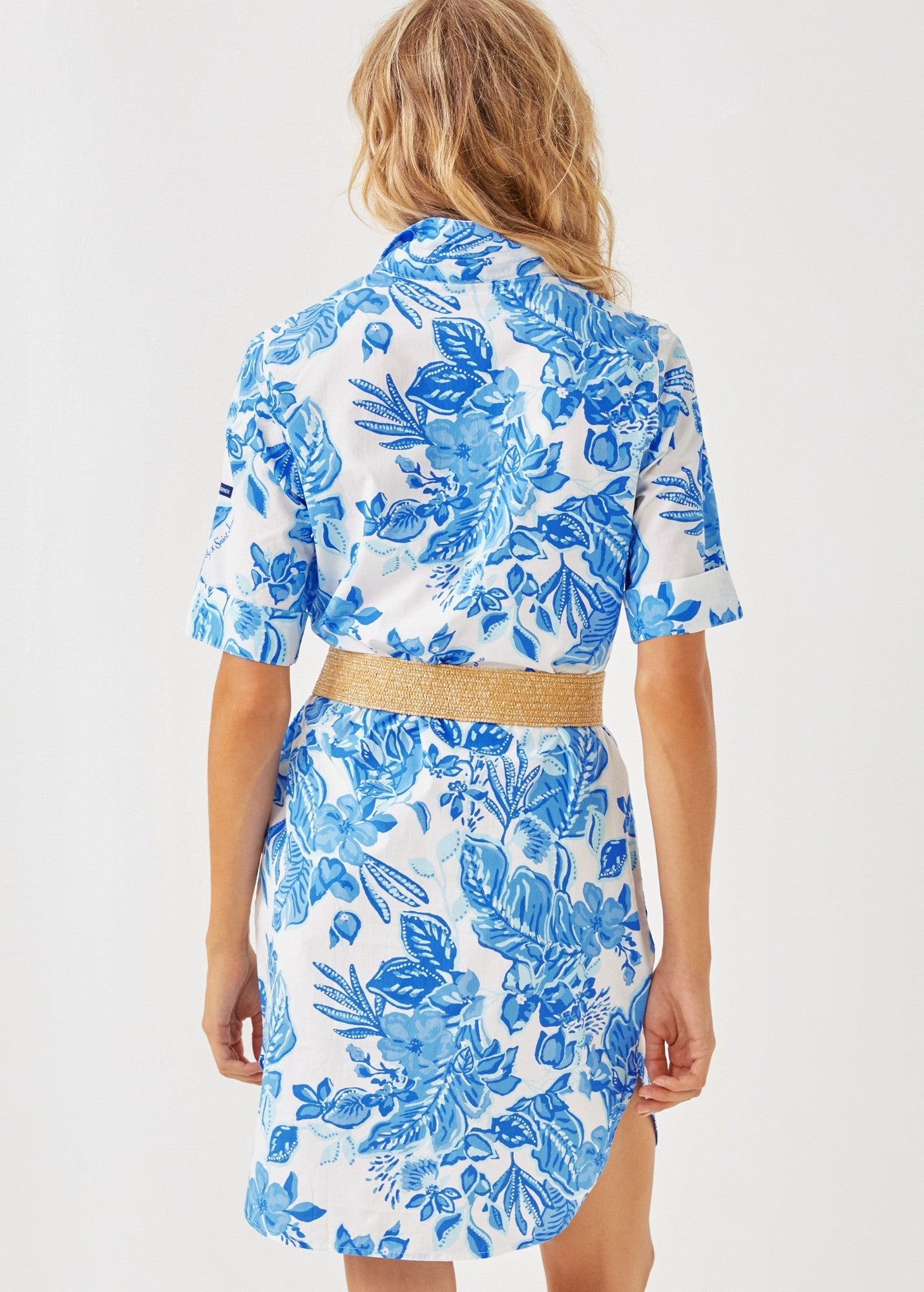 Saint James Lilly Pulitzer x LEONIE - Pinstriped Shirt Dress with Exclusive Lilly Print (SOLEIL AZUR BLUE)