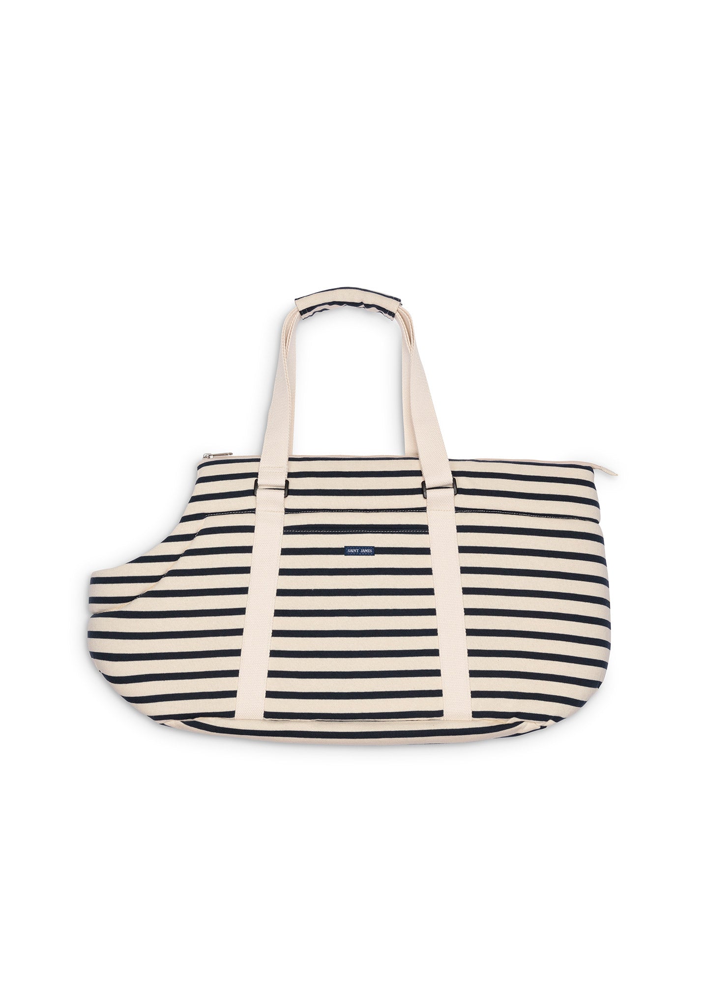 Saint James PARISIAN PUP CARRIER - Striped Travel Bag for Dogs | 100% Cotton (ECRU / NAVY)