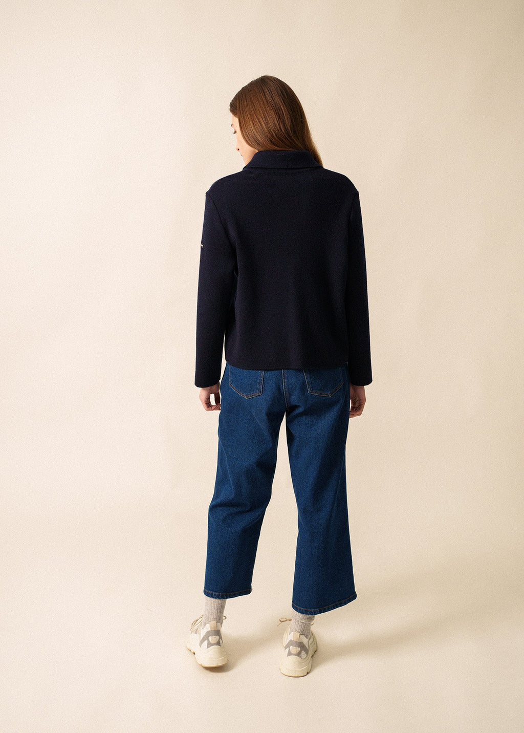 Saint James LA PLAGNE - Fine Rib Knit Buttoned Jacket for Women | 100% Wool (NAVY)