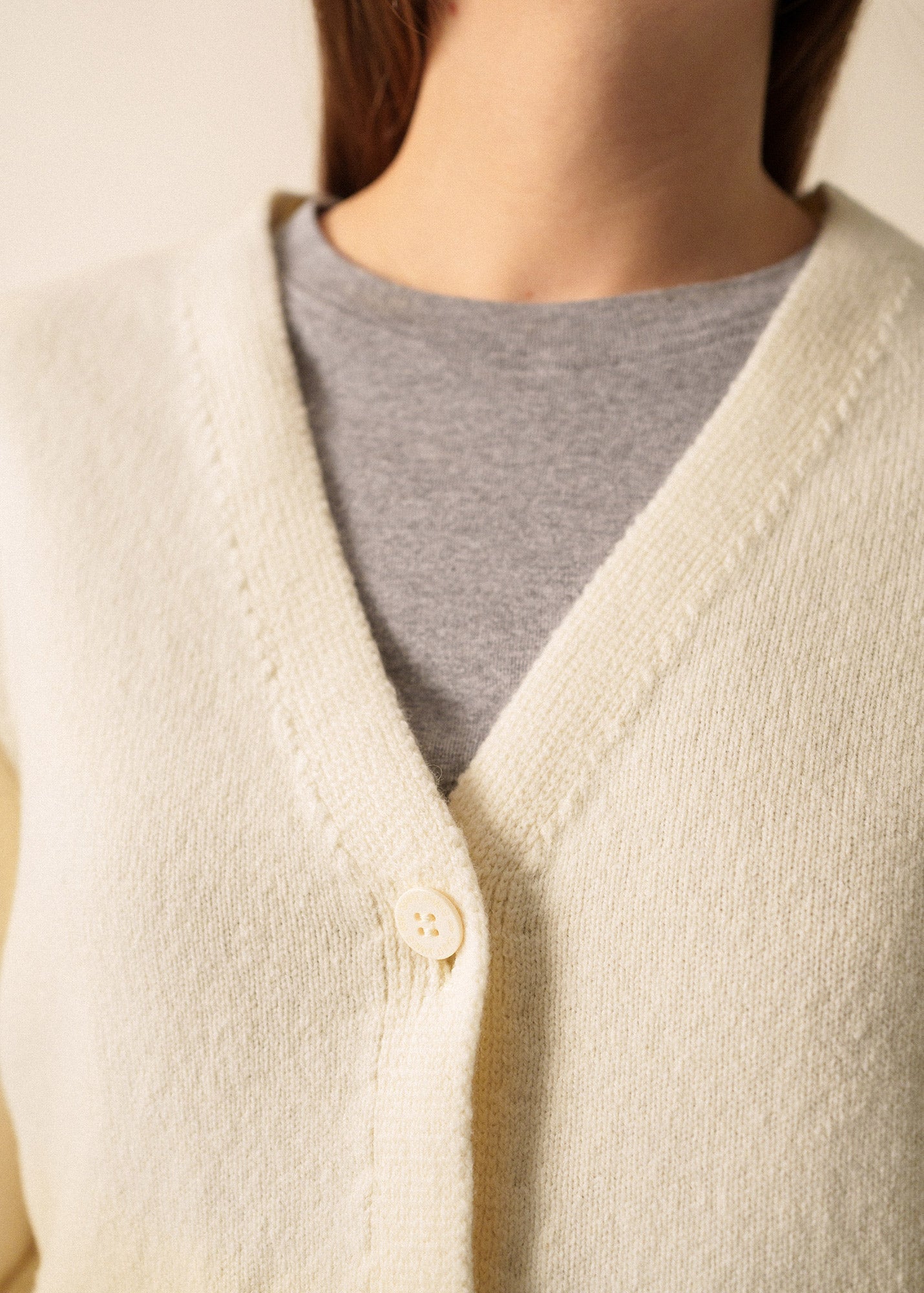 Saint James ANNECY - Wool Cardigan for Women (IVORY / BRIGHT PINK / GRAY)