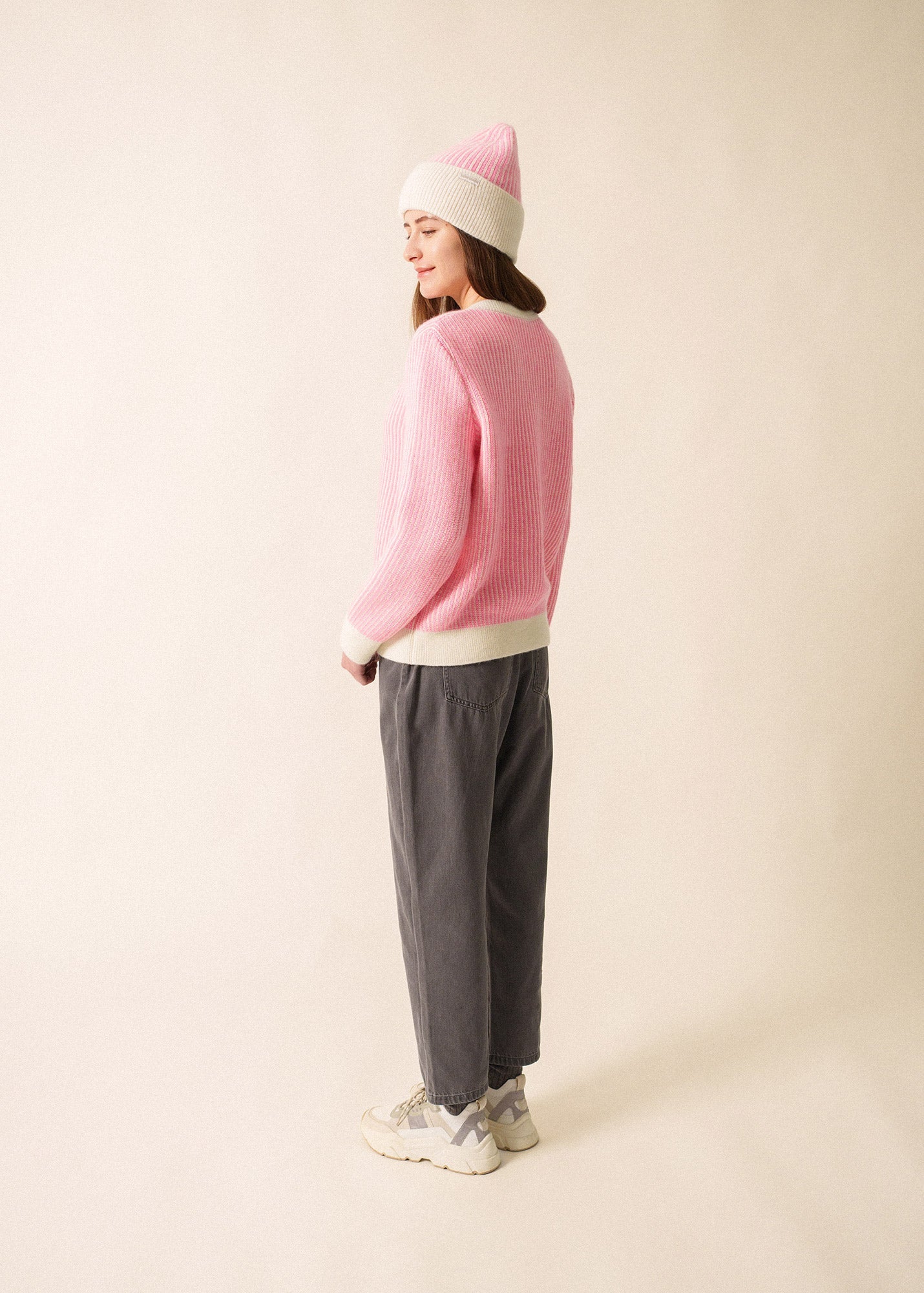 Saint James COURCHEVEL - Striped Mohair Sweater for Women (WINTER WHITE / BRIGHT PINK)