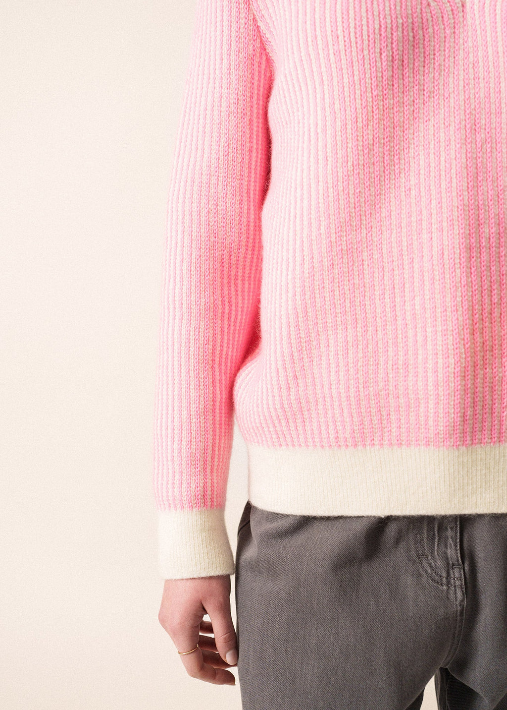 Saint James COURCHEVEL - Striped Mohair Sweater for Women (WINTER WHITE / BRIGHT PINK)