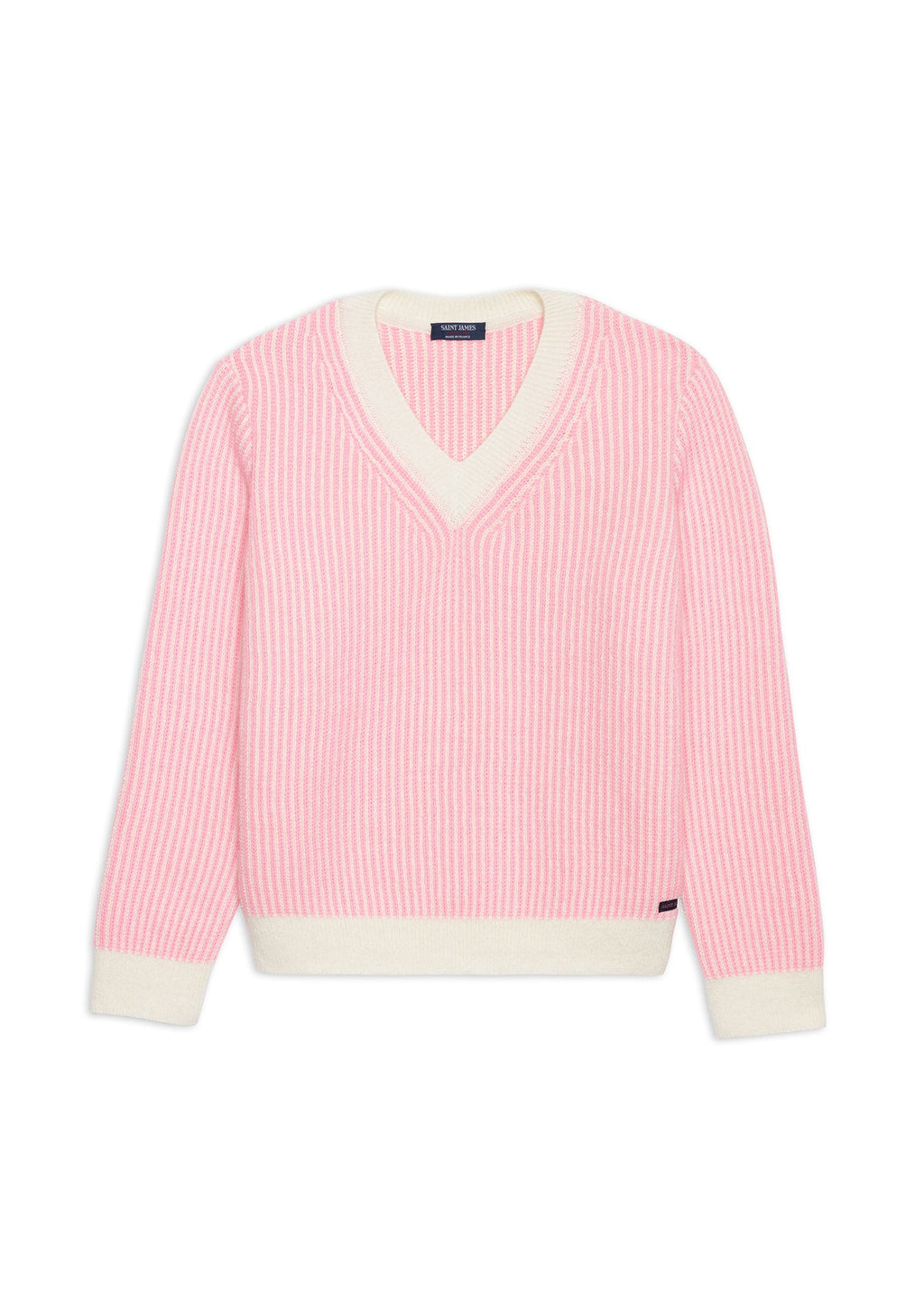 Saint James COURCHEVEL - Striped Mohair Sweater for Women (WINTER WHITE / BRIGHT PINK)