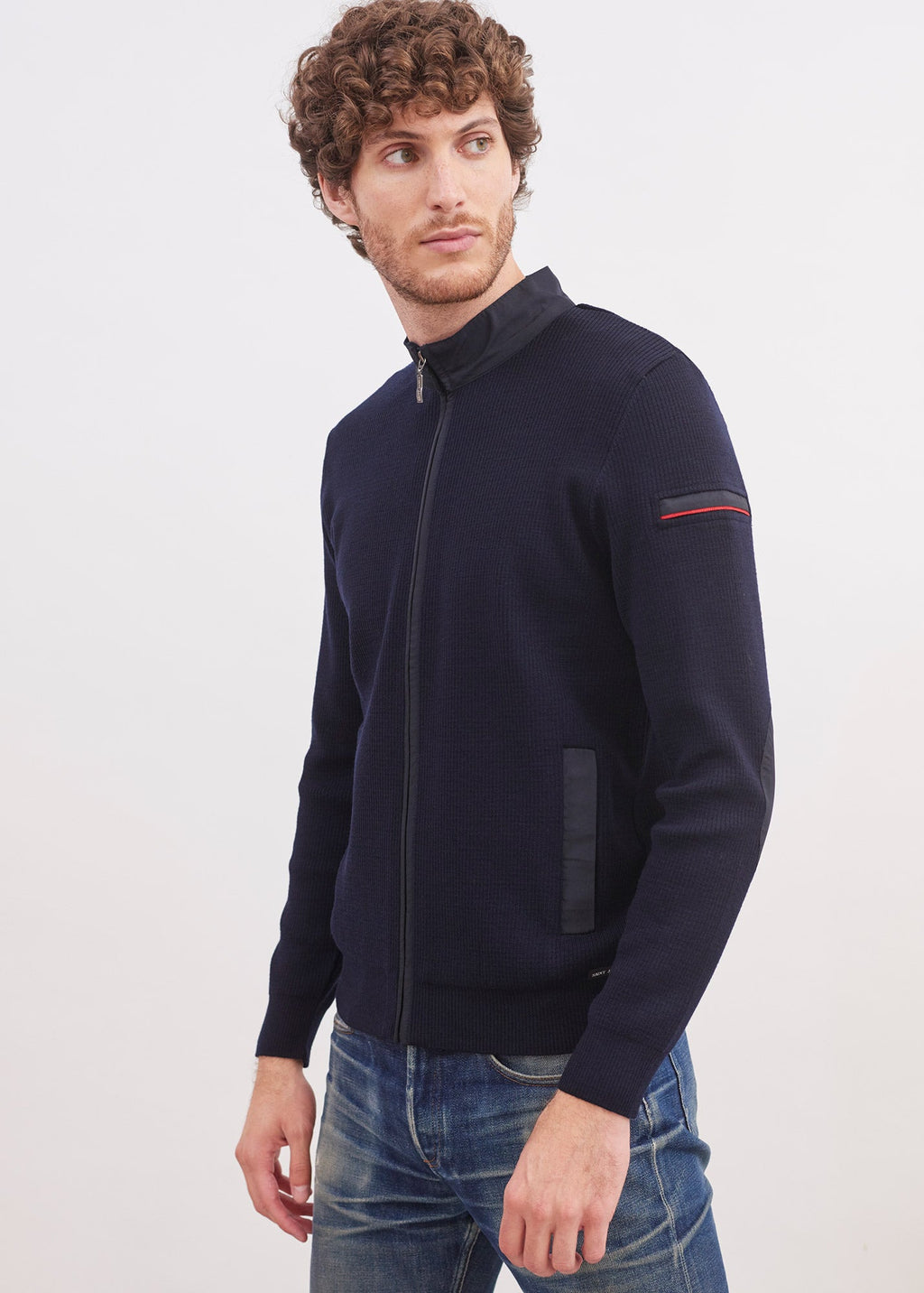 Saint James NAVIGATEUR - Comfortable Knit Cardigan with Zip (NAVY)