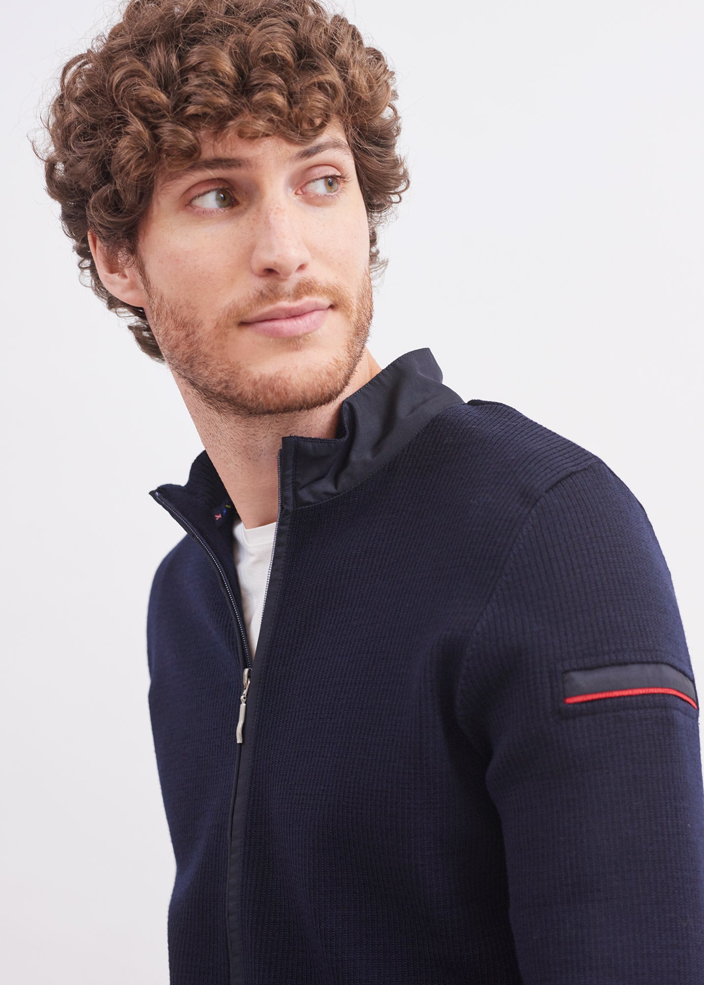 Saint James NAVIGATEUR - Comfortable Knit Cardigan with Zip (NAVY)