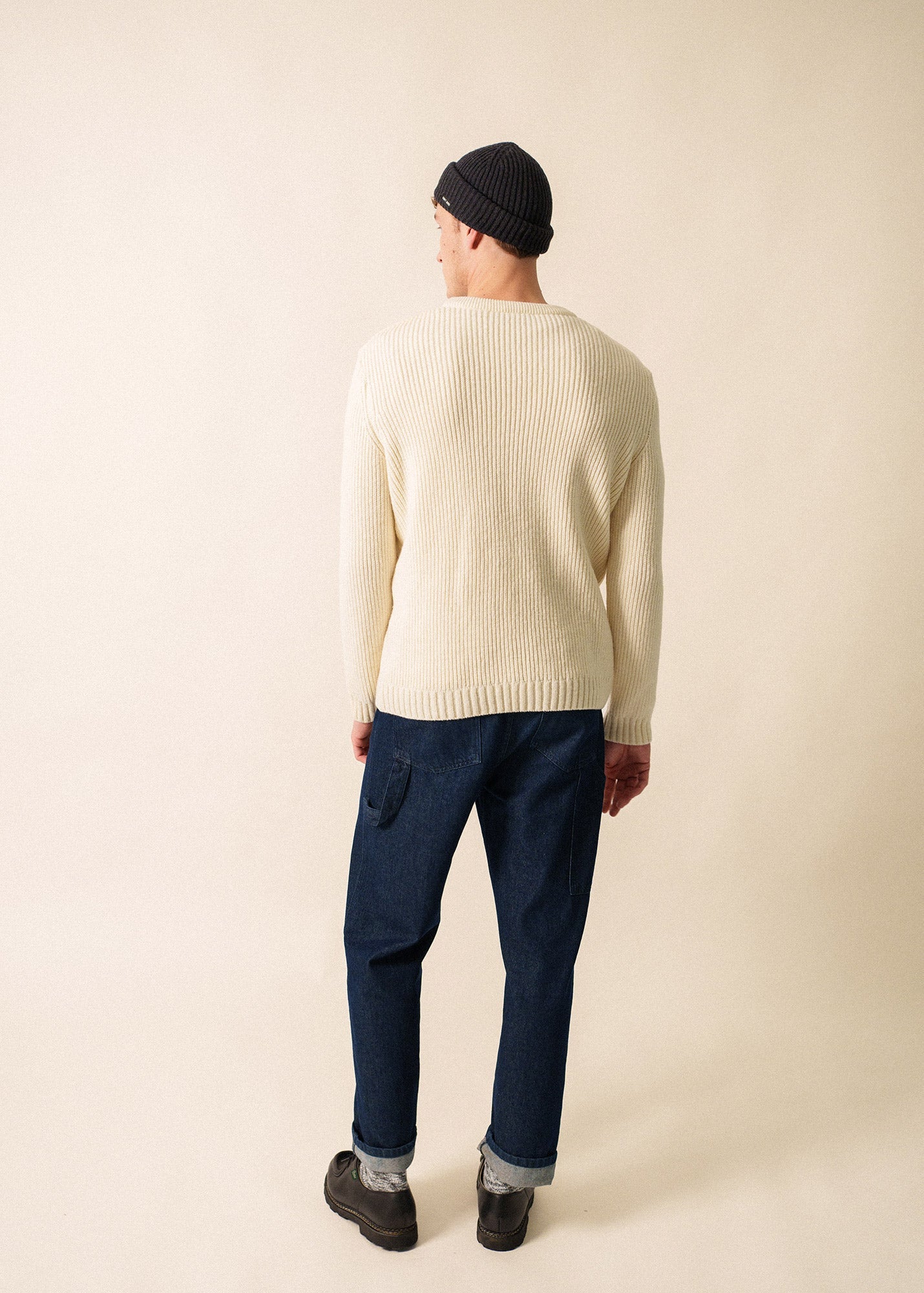 Saint James TIGNES - Textured Cable Knit Sweater | 100% Wool (WINTER WHITE)