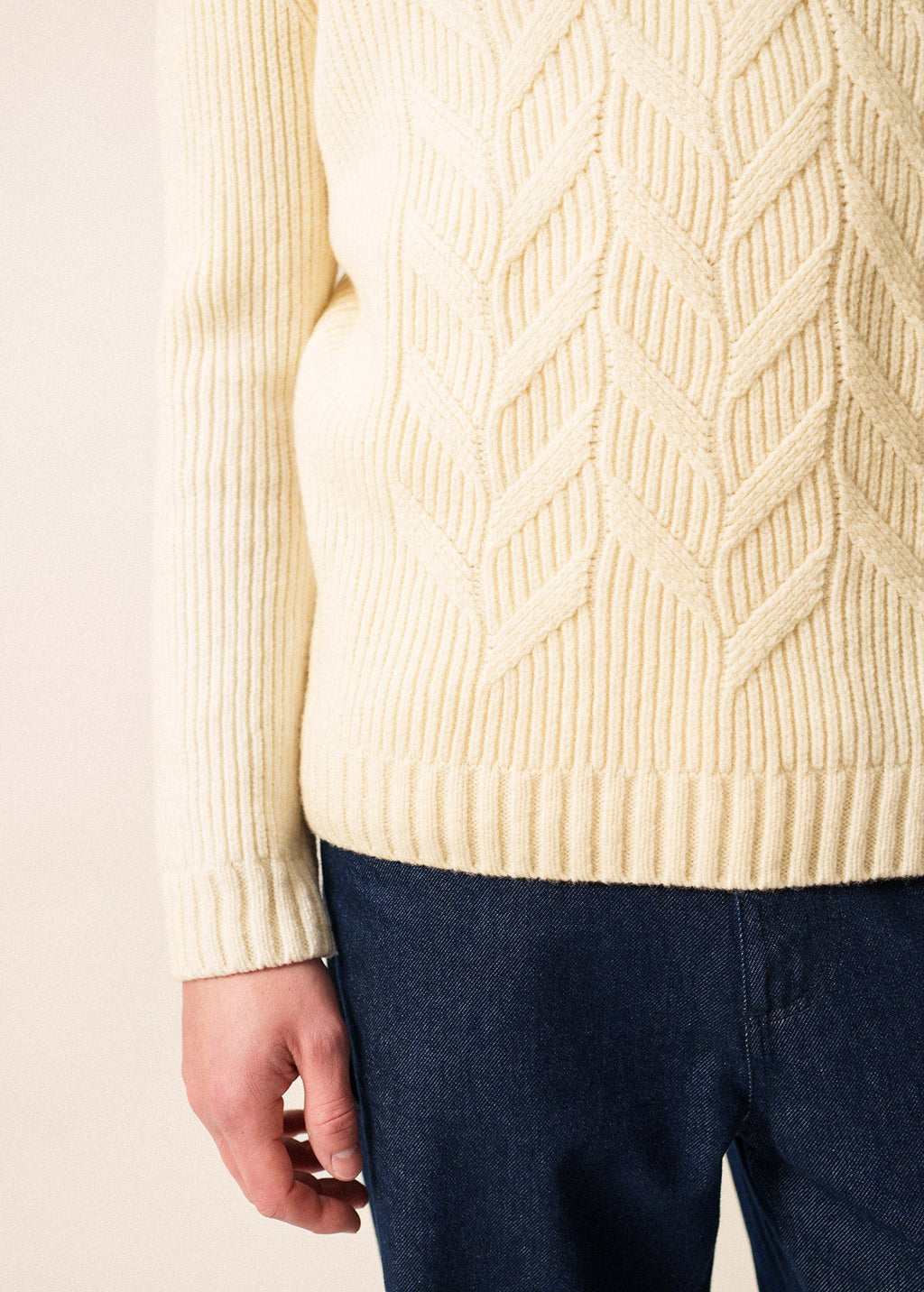 Saint James TIGNES - Textured Cable Knit Sweater | 100% Wool (WINTER WHITE)
