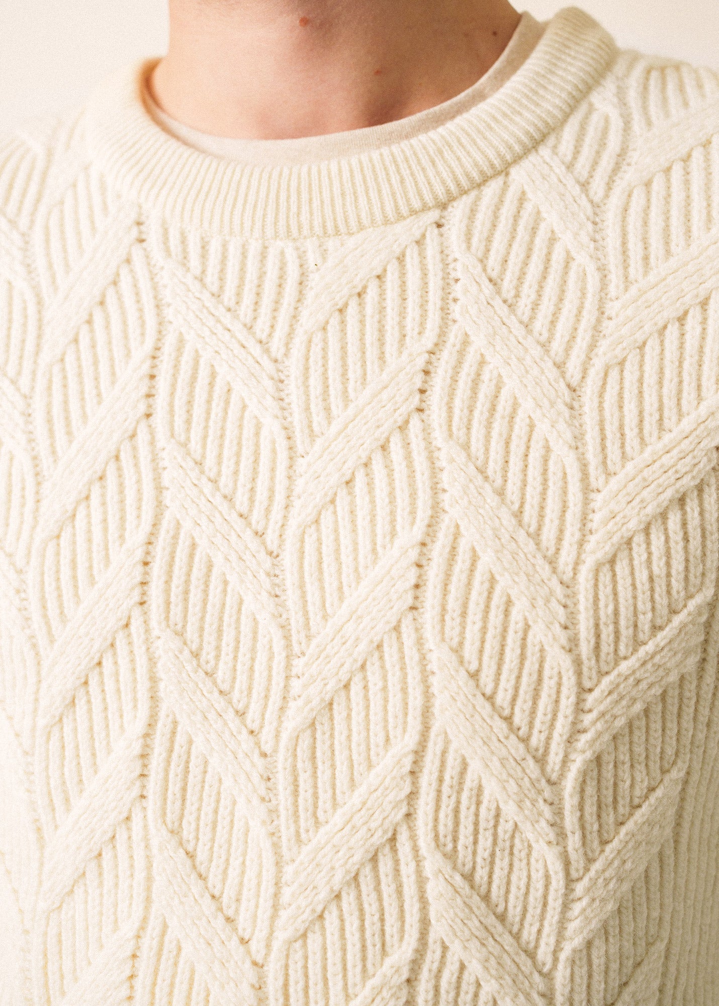 Saint James TIGNES - Textured Cable Knit Sweater | 100% Wool (WINTER WHITE)