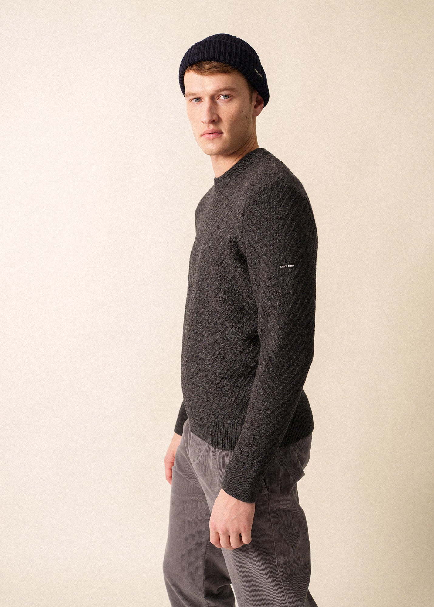 Saint James FLAINE - Textured Wool Sailor Sweater (GRAY)