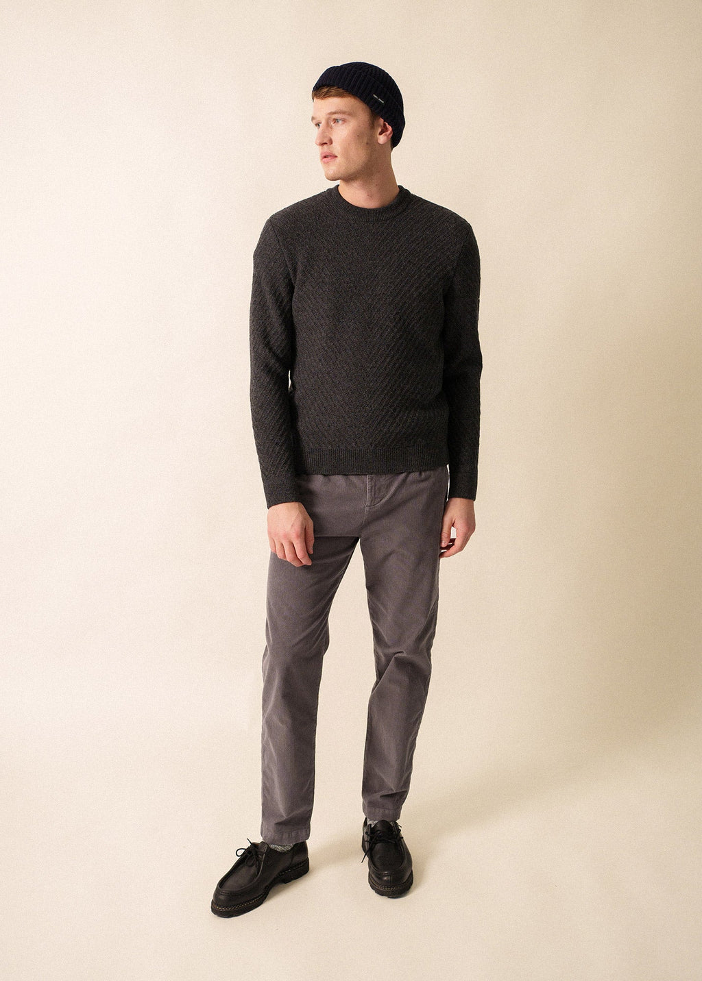 Saint James FLAINE - Textured Wool Sailor Sweater (GRAY)