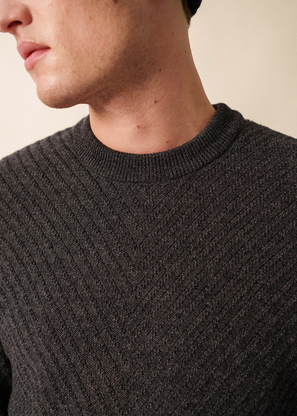 Saint James FLAINE - Textured Wool Sailor Sweater (GRAY)