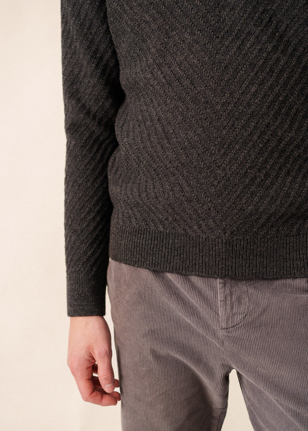 Saint James FLAINE - Textured Wool Sailor Sweater (GRAY)