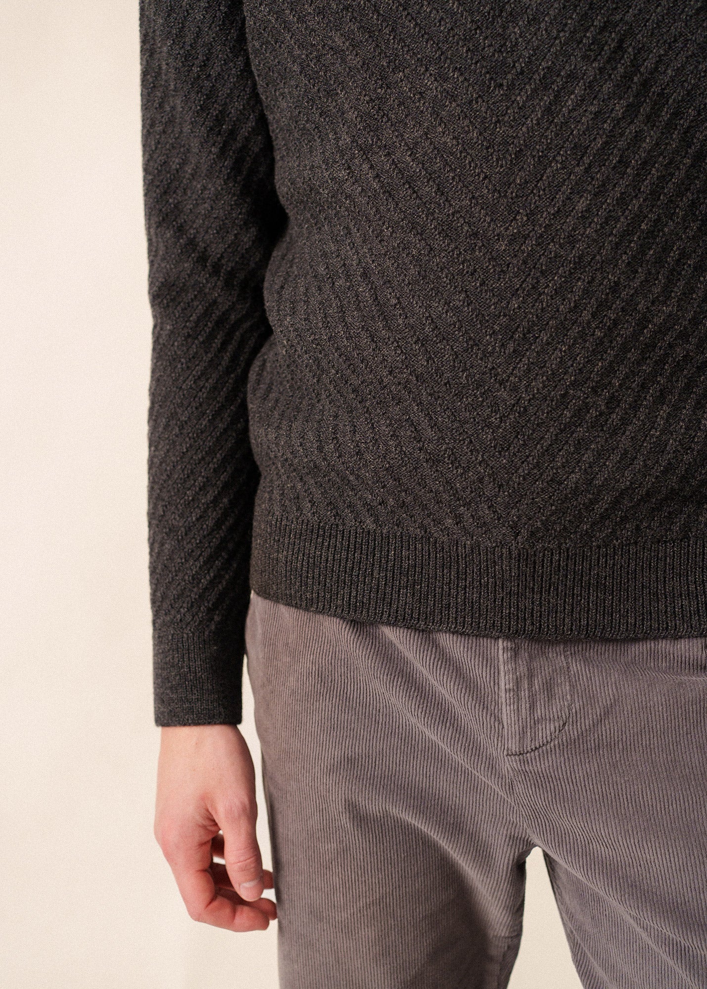 Saint James FLAINE - Textured Wool Sailor Sweater (GRAY)