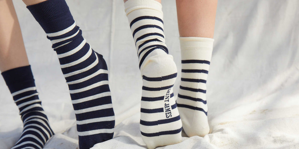 Saint James PIEDS RAYES - Striped Socks (ECRU / NAVY)