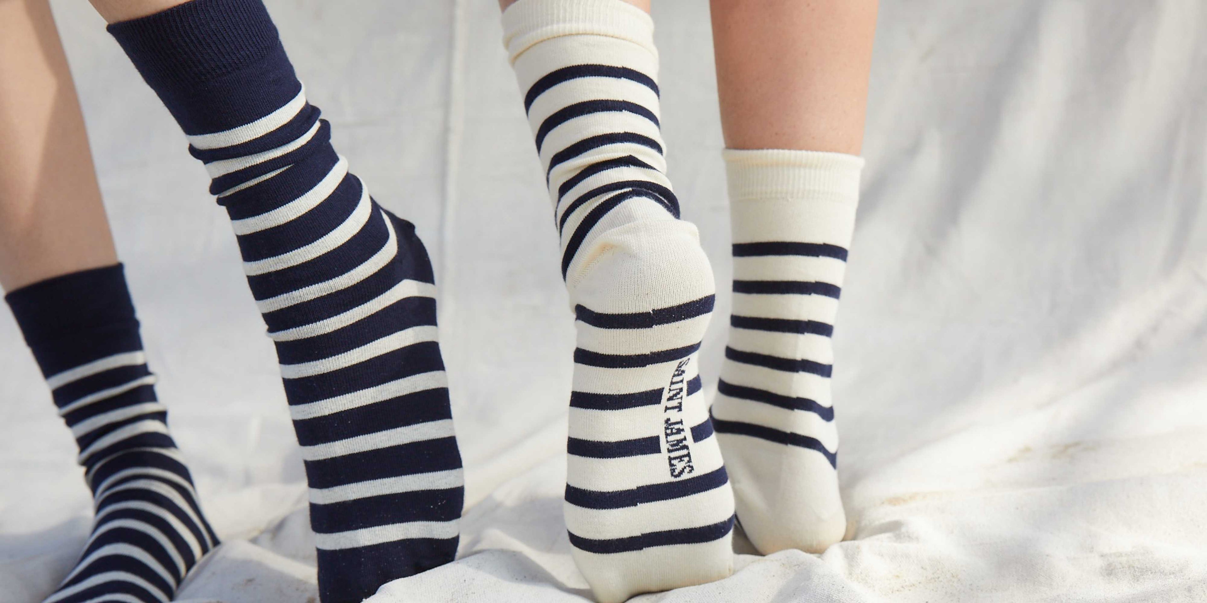 Saint James PIEDS RAYES - Striped Socks (ECRU / NAVY)