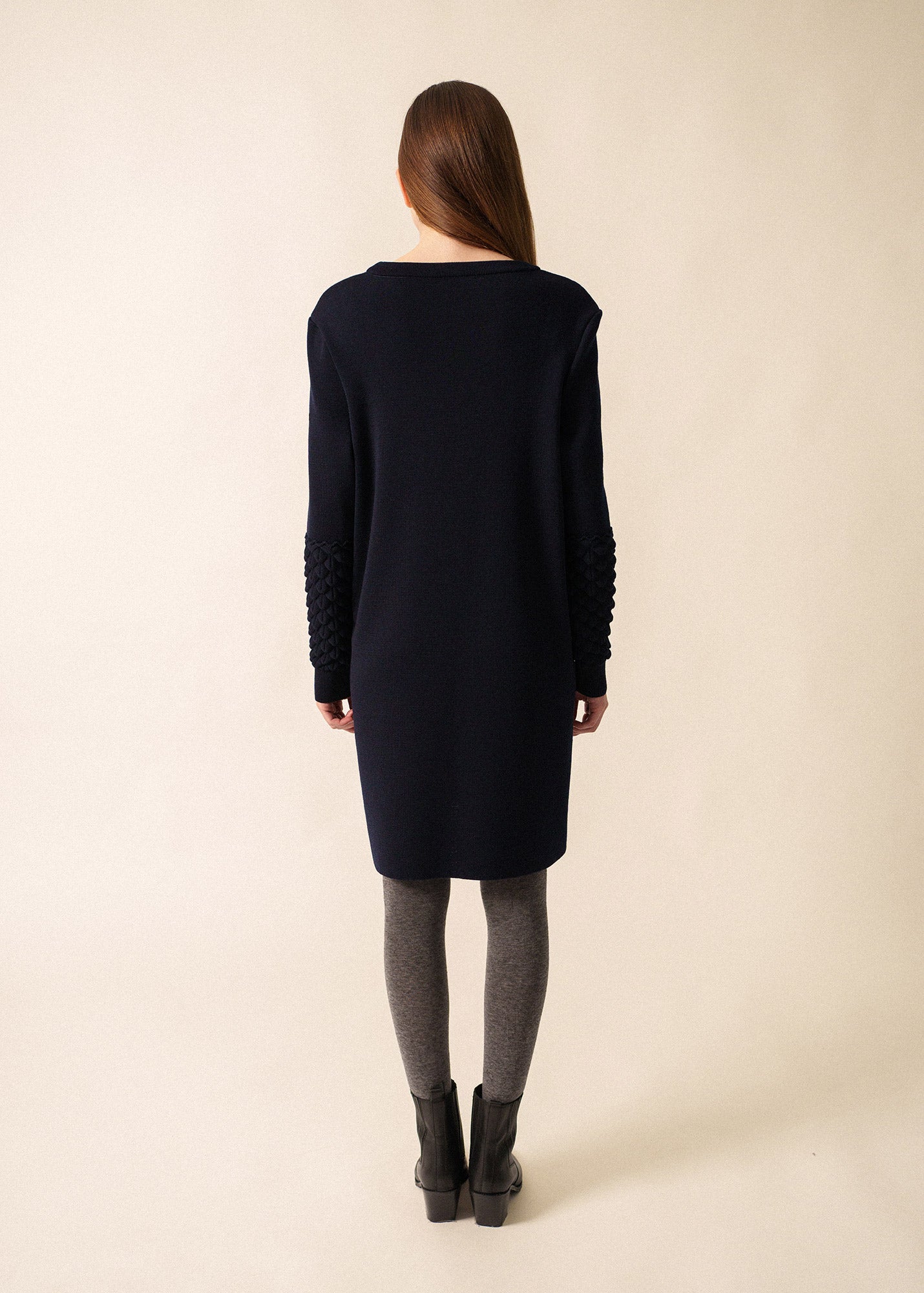 Saint James CLUSES DRESS - A-Shape Wool Dress with Sculpted Sleeves | 100% Wool (NAVY)