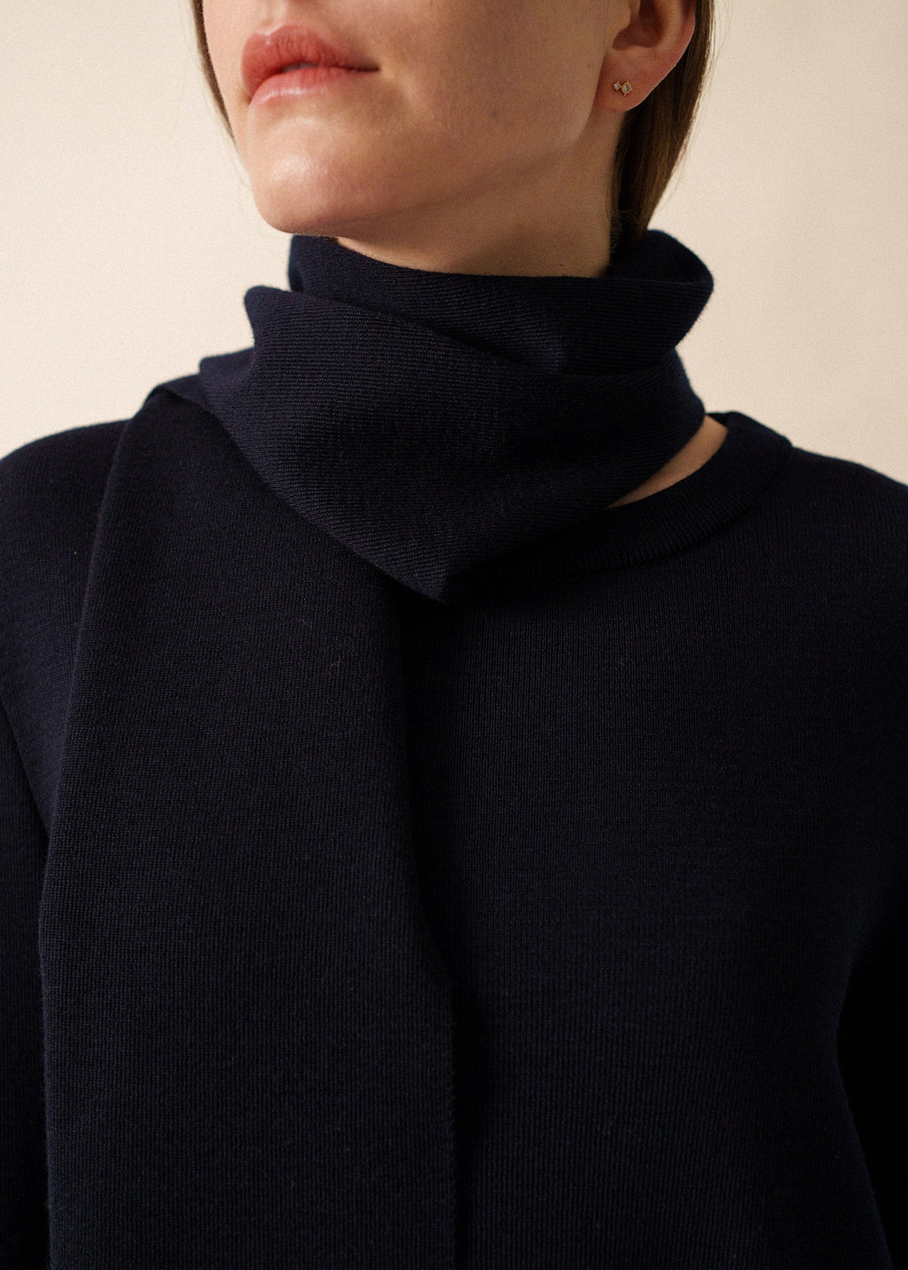 Saint James CLUSES SCARF - Sculpted Knit Wool Scarf | 100% Wool (NAVY)