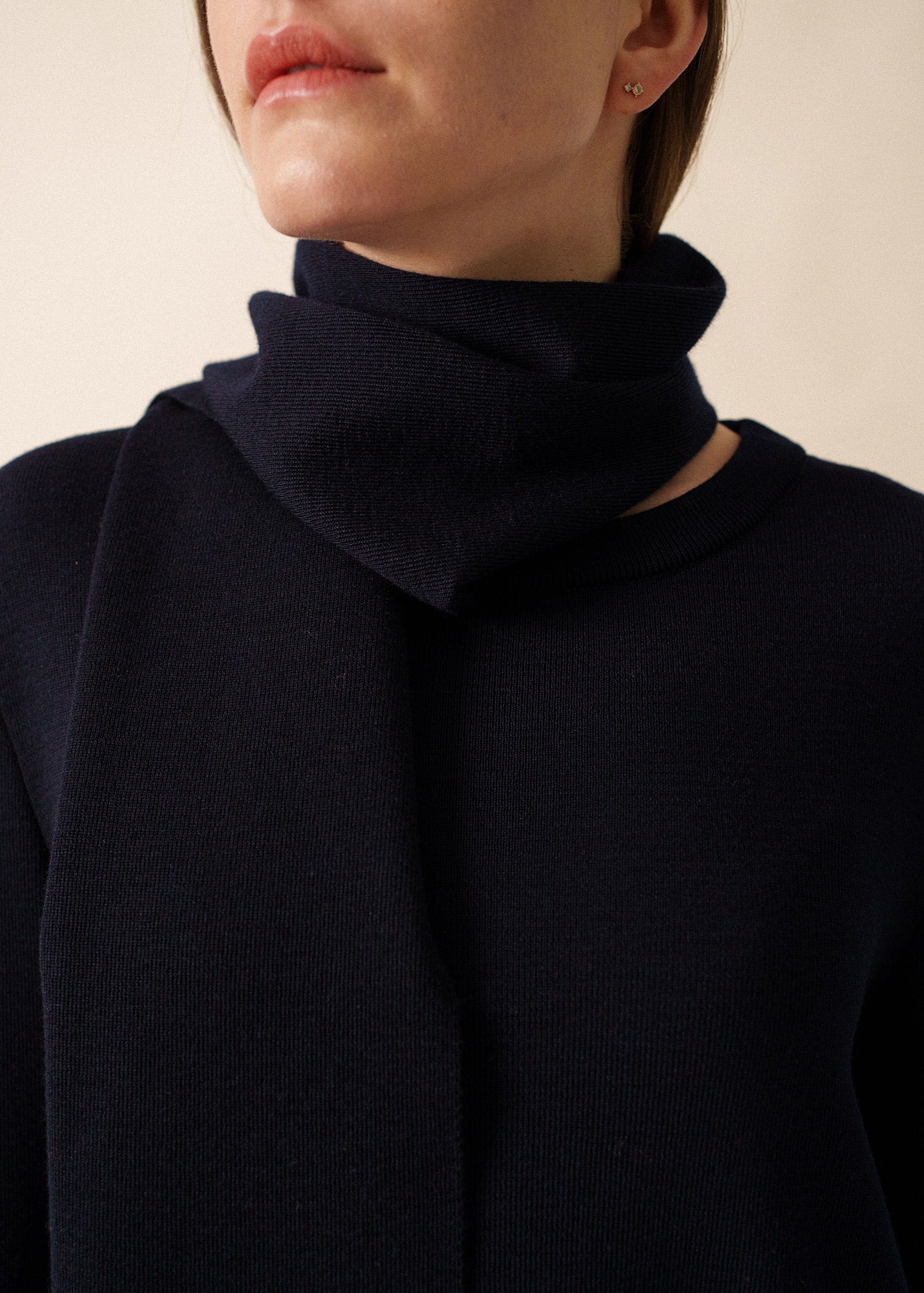 Saint James CLUSES SCARF - Sculpted Knit Wool Scarf | 100% Wool (NAVY)