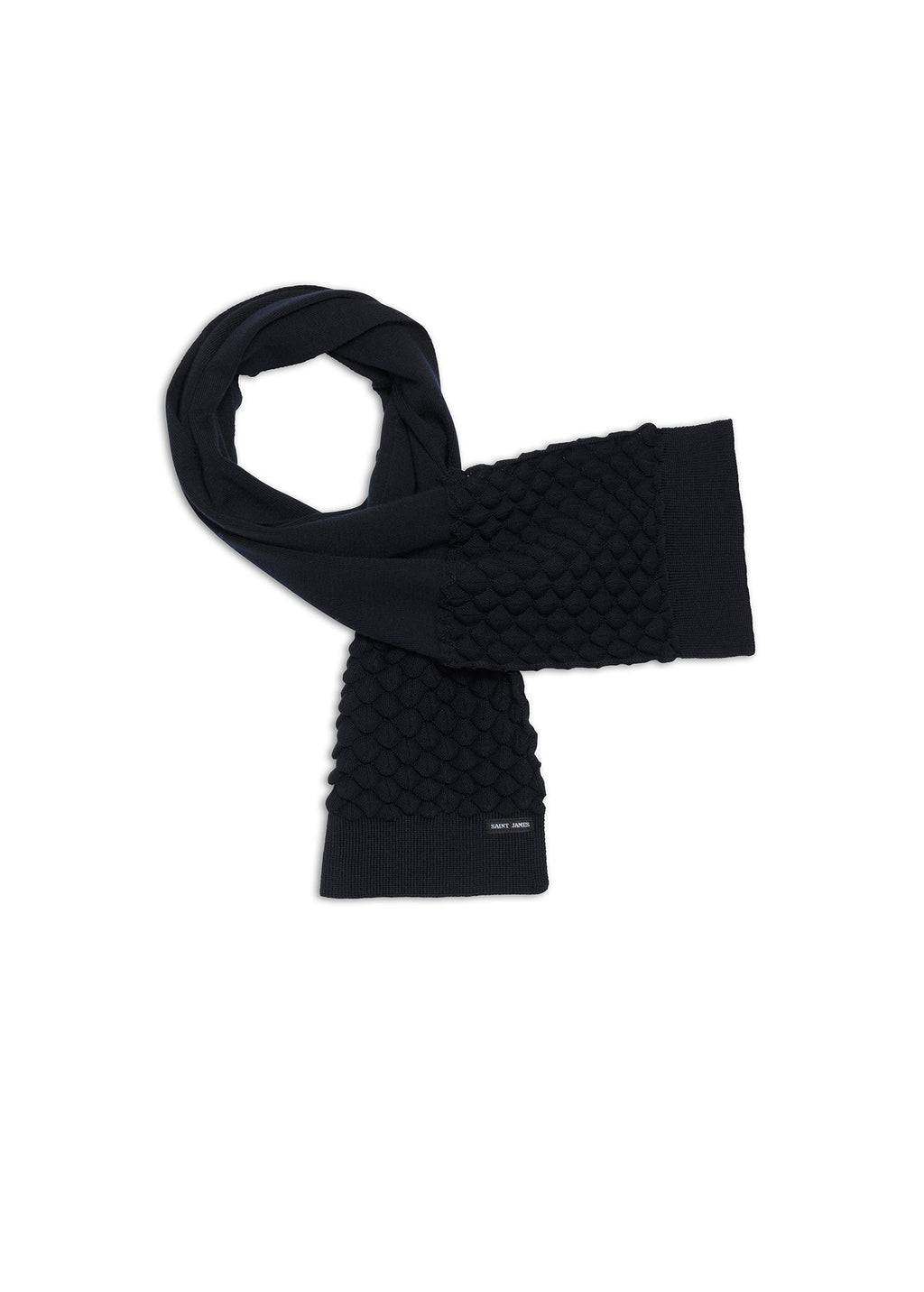 Saint James CLUSES SCARF - Sculpted Knit Wool Scarf | 100% Wool (NAVY)
