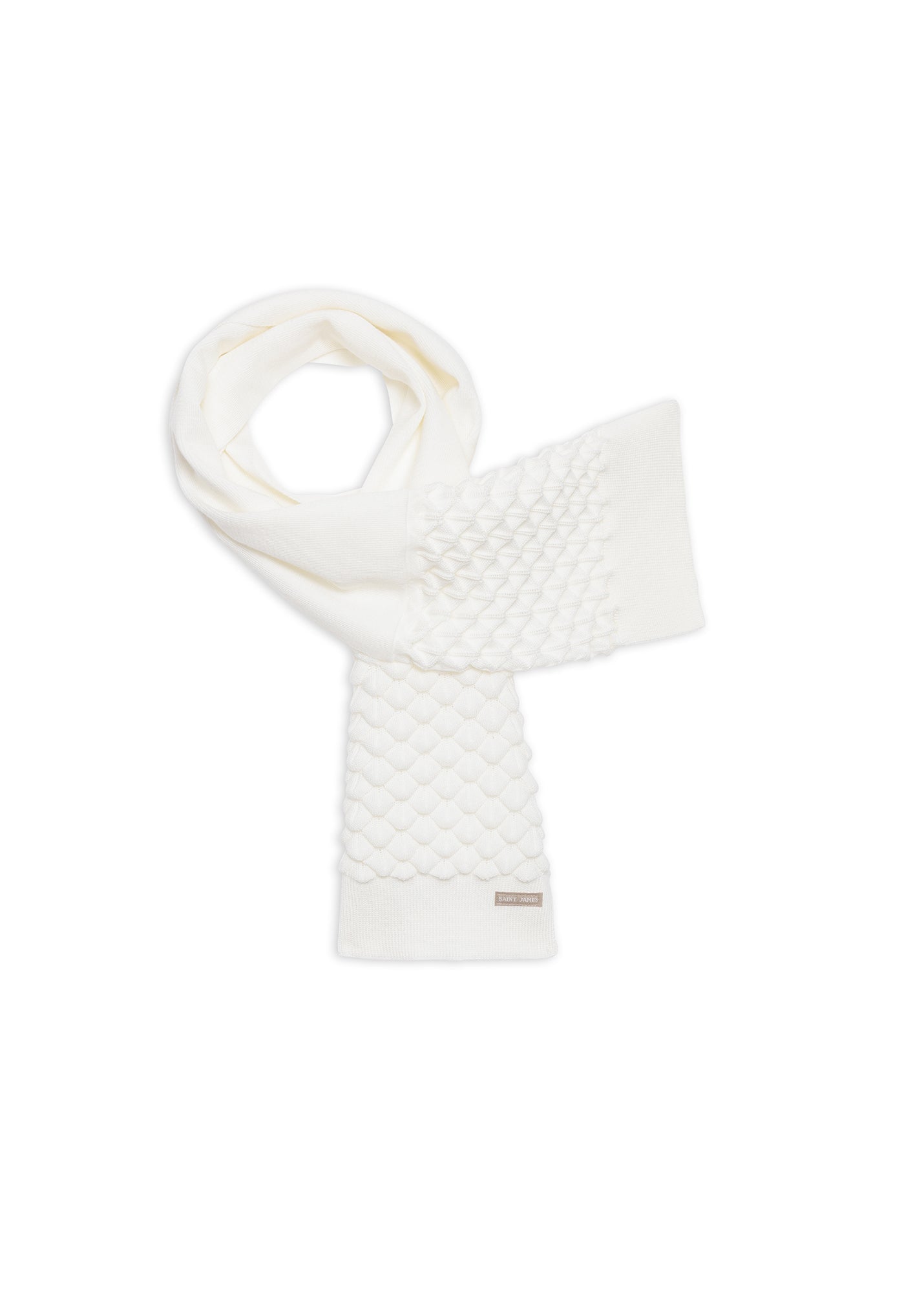 Saint James CLUSES SCARF - Sculpted Knit Wool Scarf | 100% Wool (WHITE)