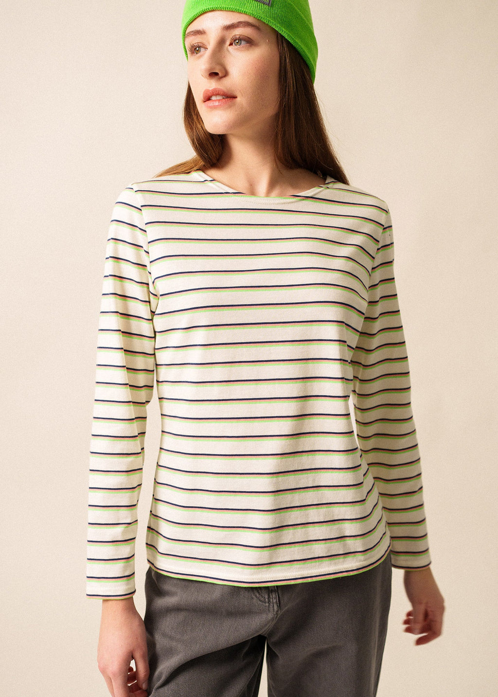 Saint James MINQUIDAME TRI - Tricolor Striped Breton Shirt (RADIANT AURORA)