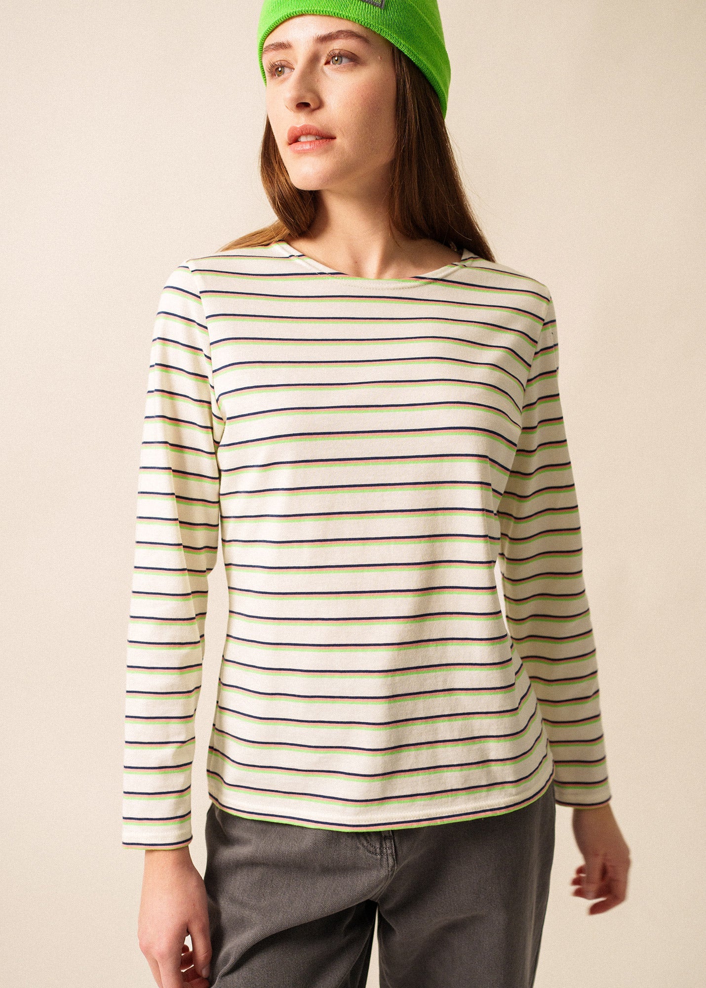 Saint James MINQUIDAME TRI - Tricolor Striped Breton Shirt (RADIANT AURORA)