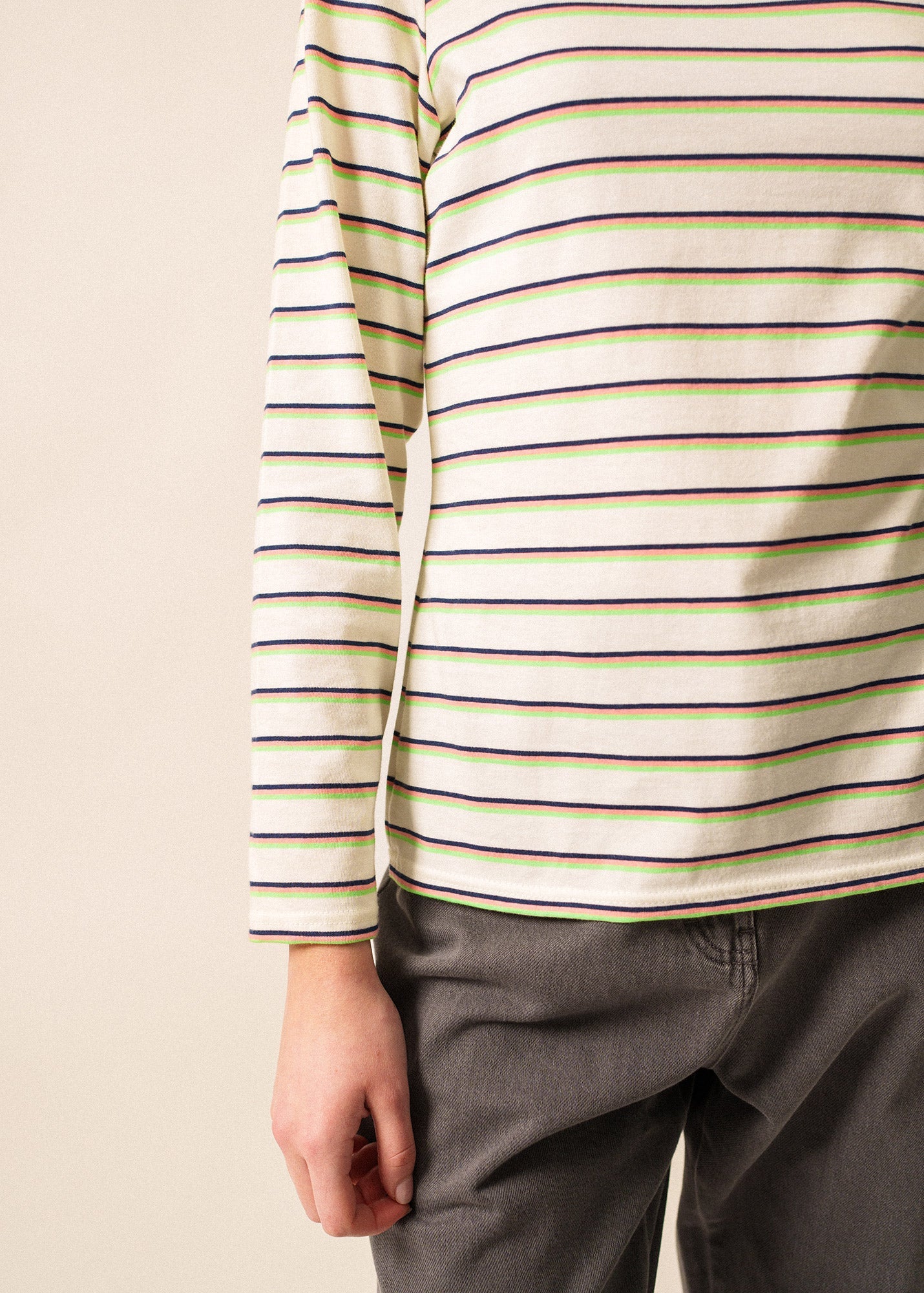 Saint James MINQUIDAME TRI - Tricolor Striped Breton Shirt (RADIANT AURORA)