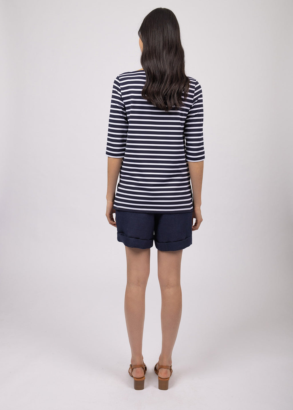 Saint James PHARE - Boat Neck Striped Tunic with Slits | Stretch fabric with UV Protection (NAVY / WHITE)