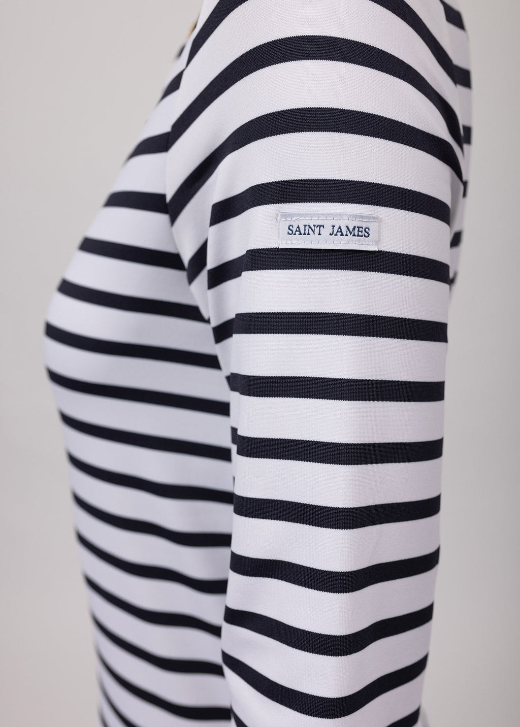 Saint James PHARE - Boat Neck Striped Tunic with Slits | Stretch fabric with UV Protection (WHITE / NAVY)